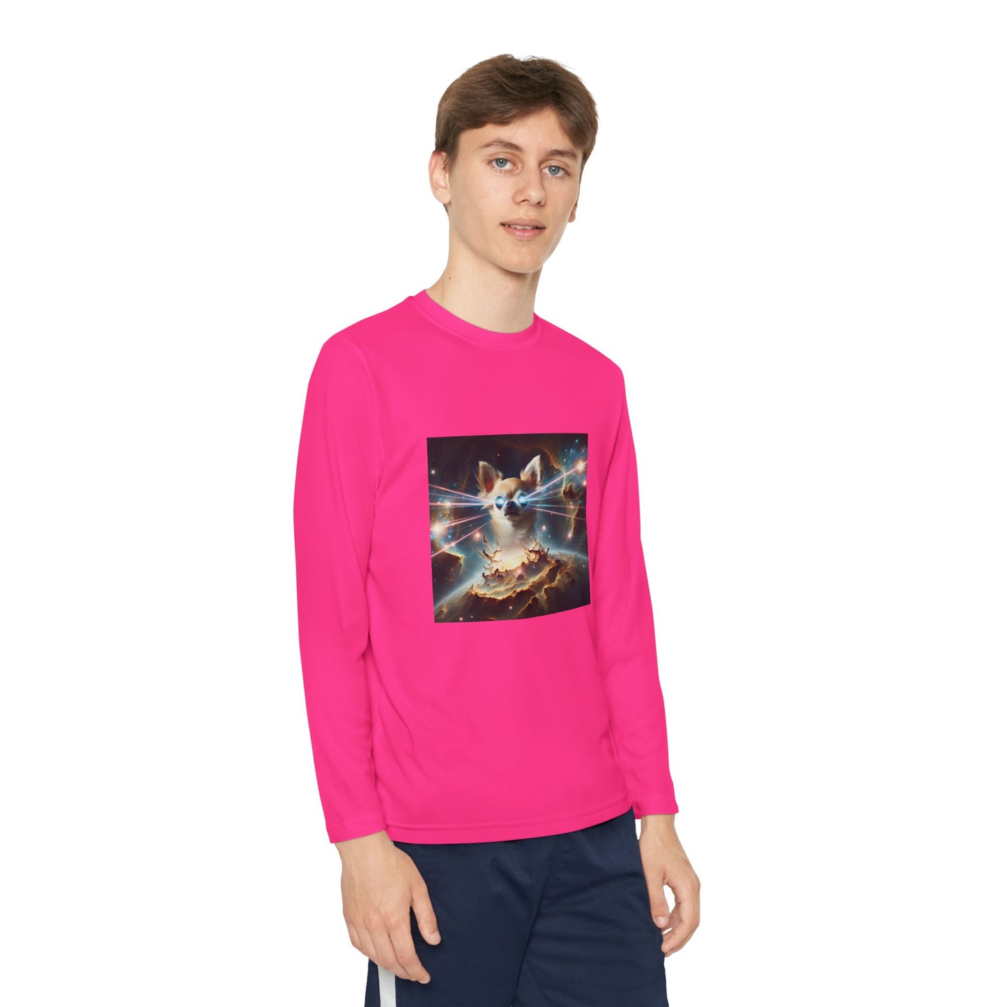 Kids Galaxy Control Long Sleeve Tee, Fierce Teacup Chihuahua Laser Eyes, Funny Shirt, Child's Top, Cute Animal Graphic Tee