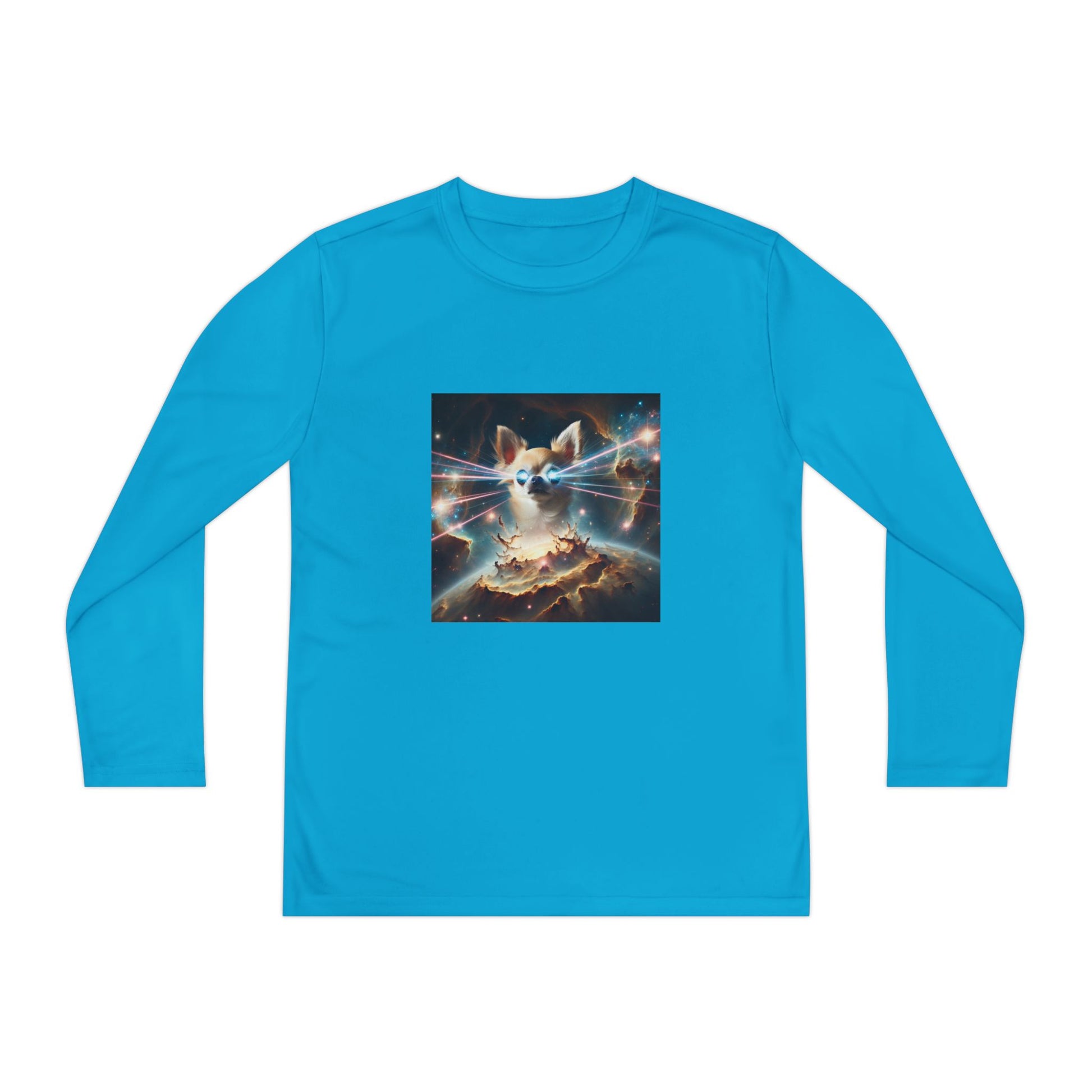 Kids Galaxy Control Long Sleeve Tee, Fierce Teacup Chihuahua Laser Eyes, Funny Shirt, Child's Top, Cute Animal Graphic Tee