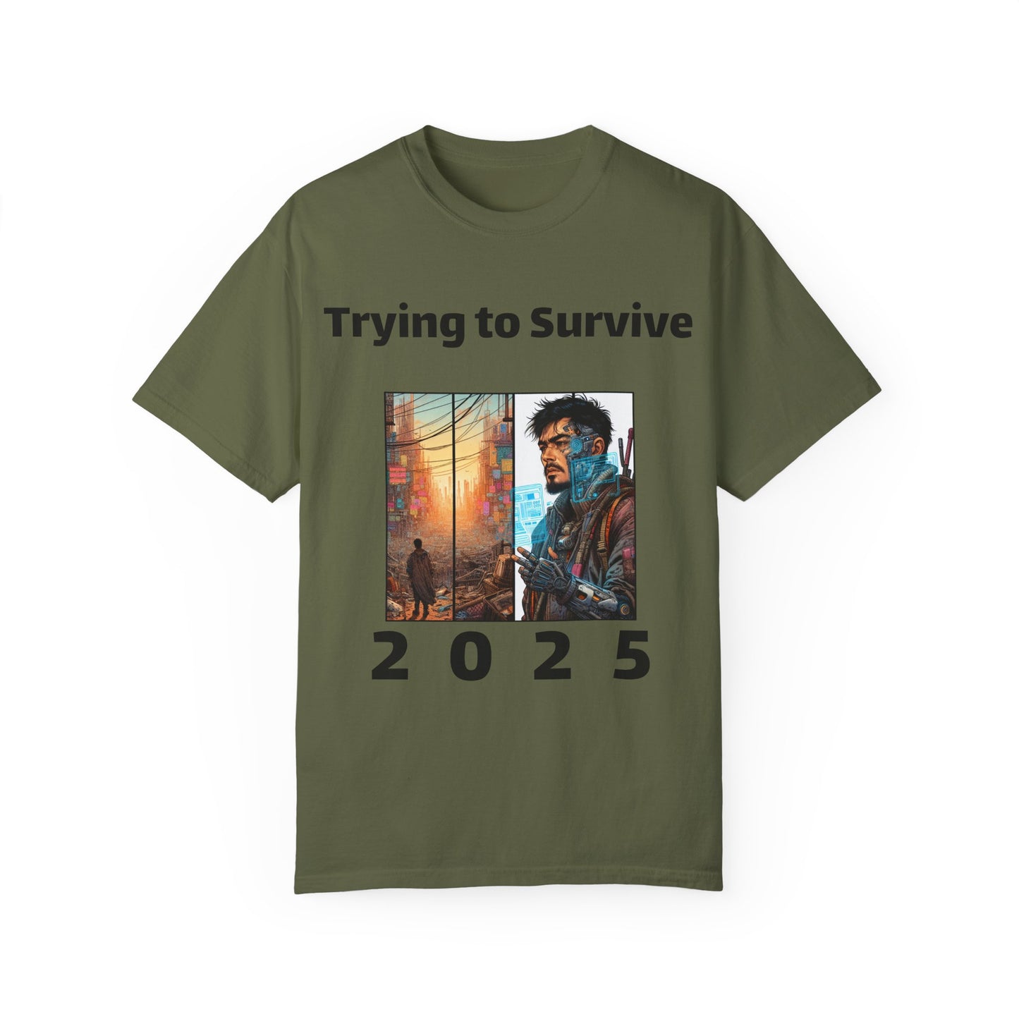 Survival Mode Unisex T-shirt, Trying to Survive 2025, Comic Book Style Tee, Bold Tee Shirt, Men's Women's Shirt