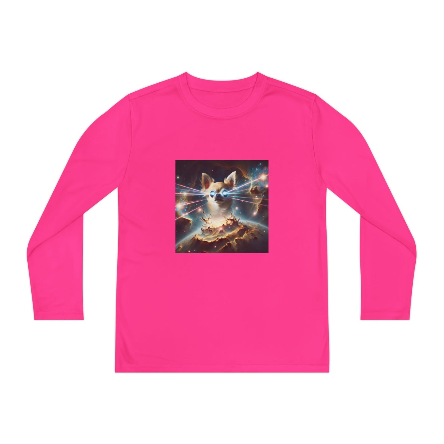 Kids Galaxy Control Long Sleeve Tee, Fierce Teacup Chihuahua Laser Eyes, Funny Shirt, Child's Top, Cute Animal Graphic Tee