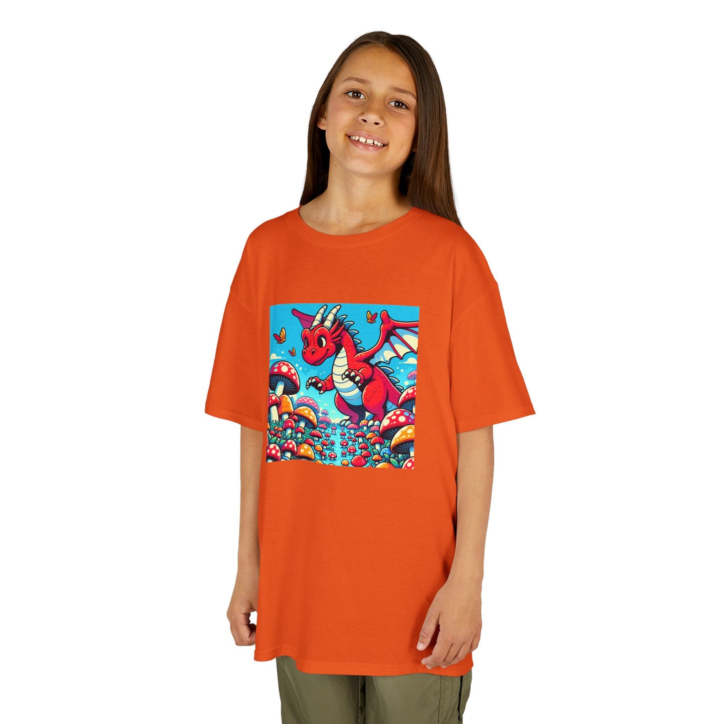 Kids Dragon in a Field of Mushrooms Adventure Tee - Fun Colorful Design for Little Explorers