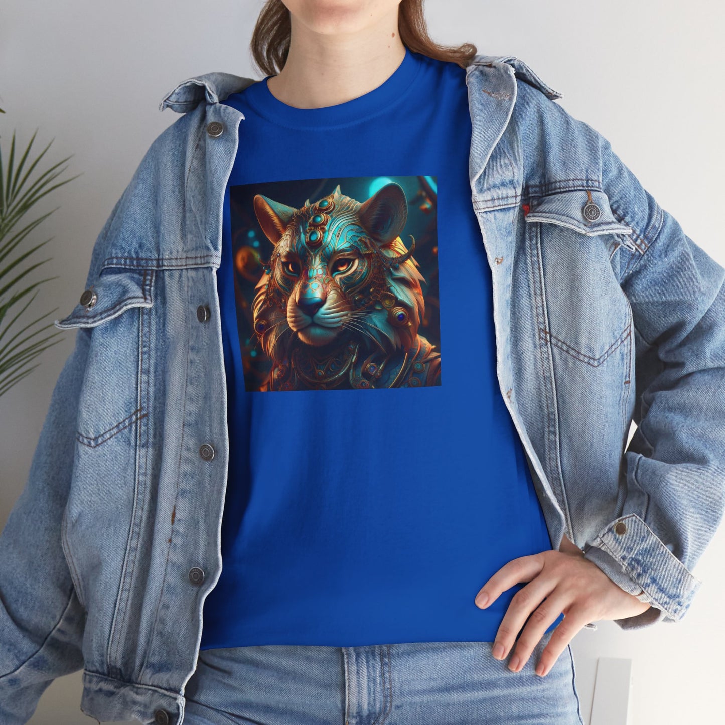 Unique Lion Art Unisex Heavy Cotton Tee - Statement Graphic T-Shirt for Animal Lovers