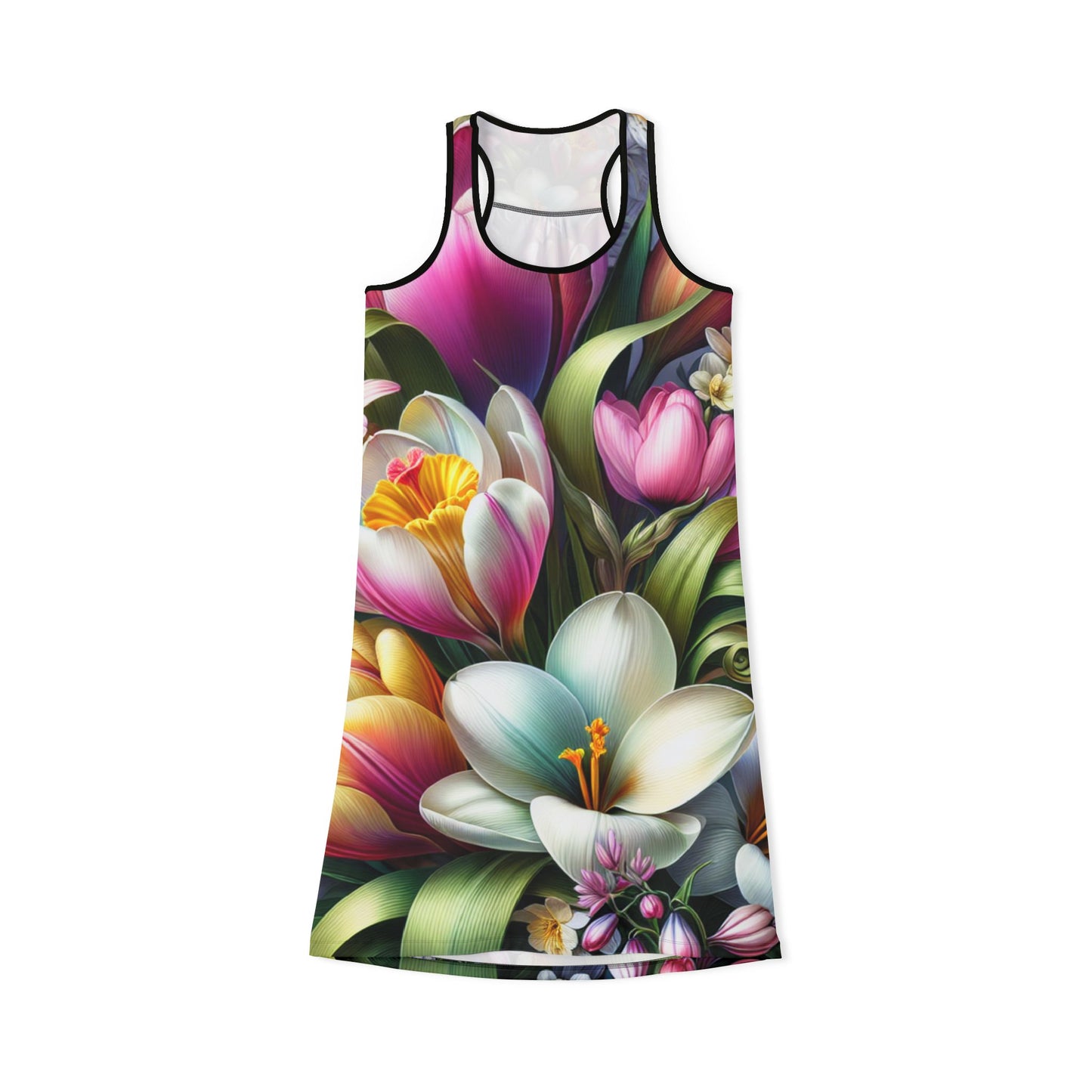 Floral Women's Racerback Dress - Vibrant Spring Bloom Design
