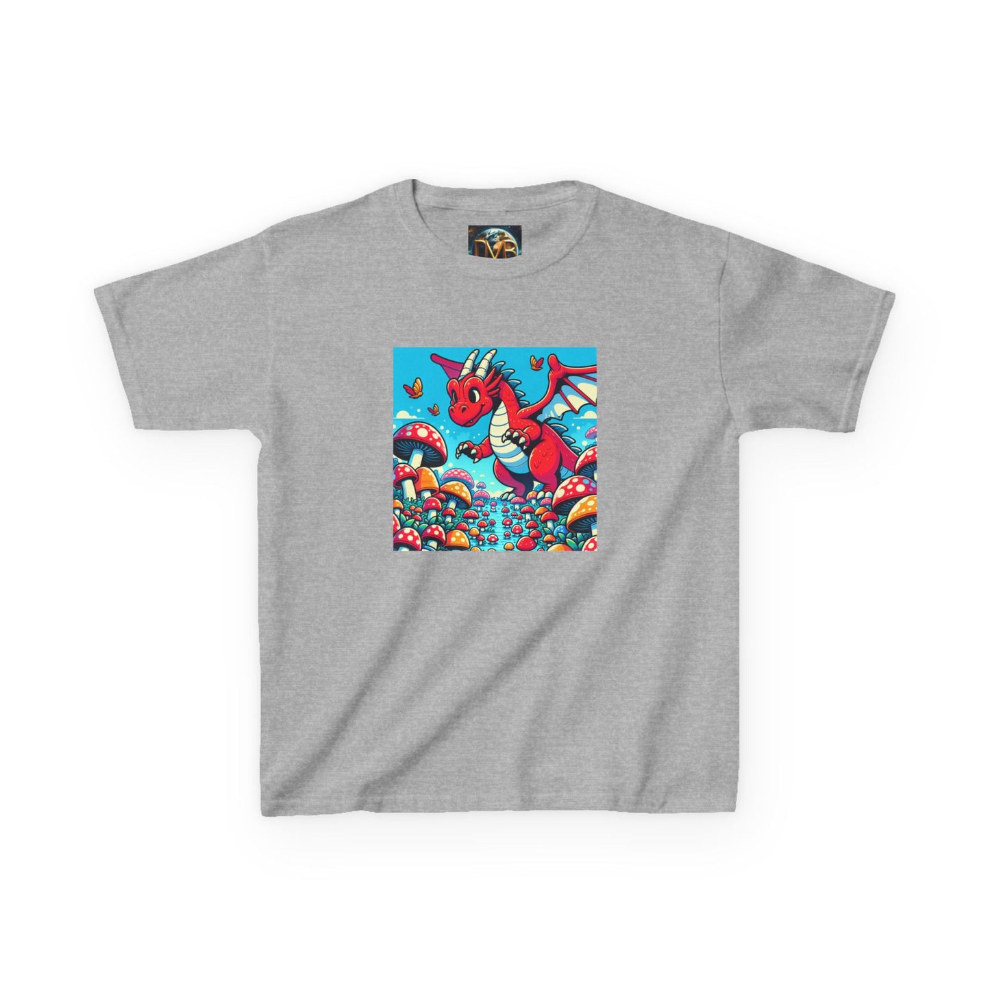 Kids Dragon in a Field of Mushrooms Adventure Tee - Fun Colorful Design for Little Explorers