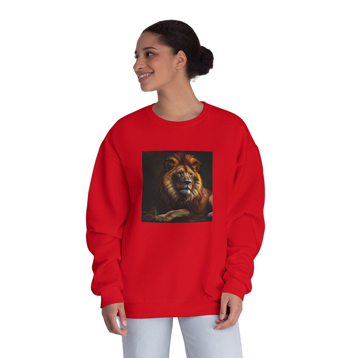 Majestic Lion Unisex Crewneck Sweatshirt - Cozy Animal Print Apparel
