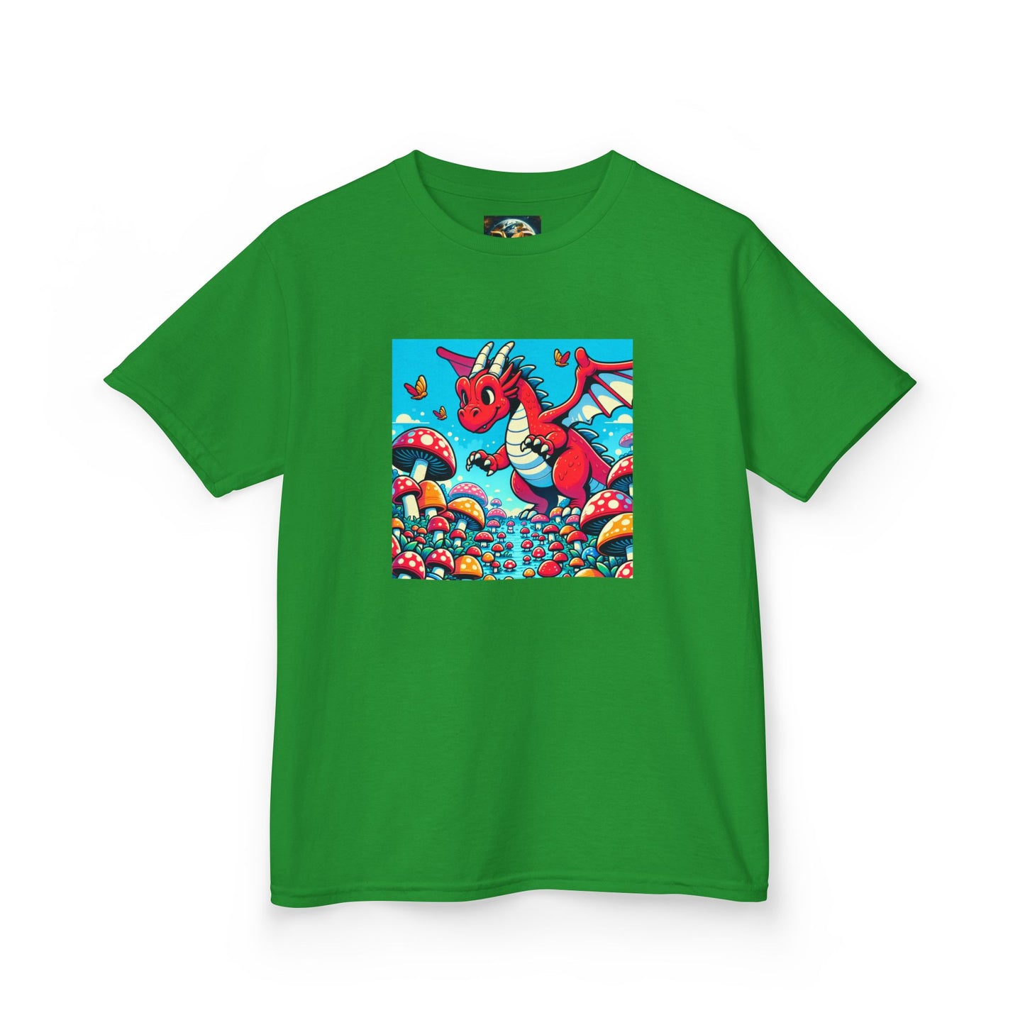 Kids Dragon in a Field of Mushrooms Adventure Tee - Fun Colorful Design for Little Explorers