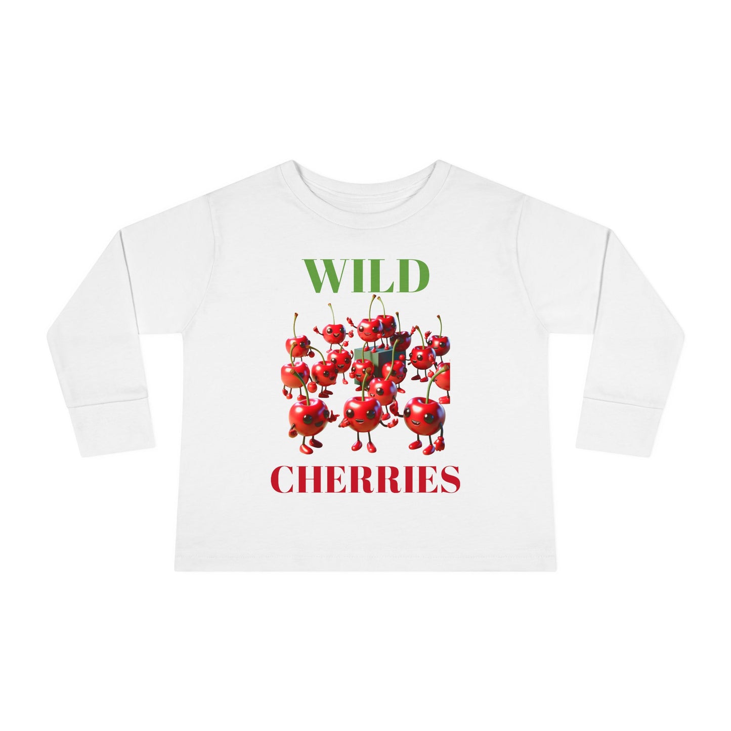 Wild Cherries Toddler Long Sleeve Tee - Fun Fruit Design for Kids