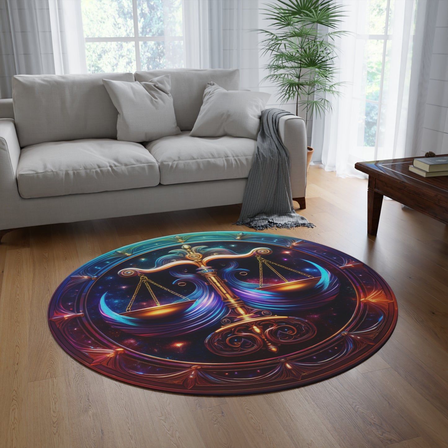 Libra Pride! Astrology Space Round Rug - Balance Themed Home Décor