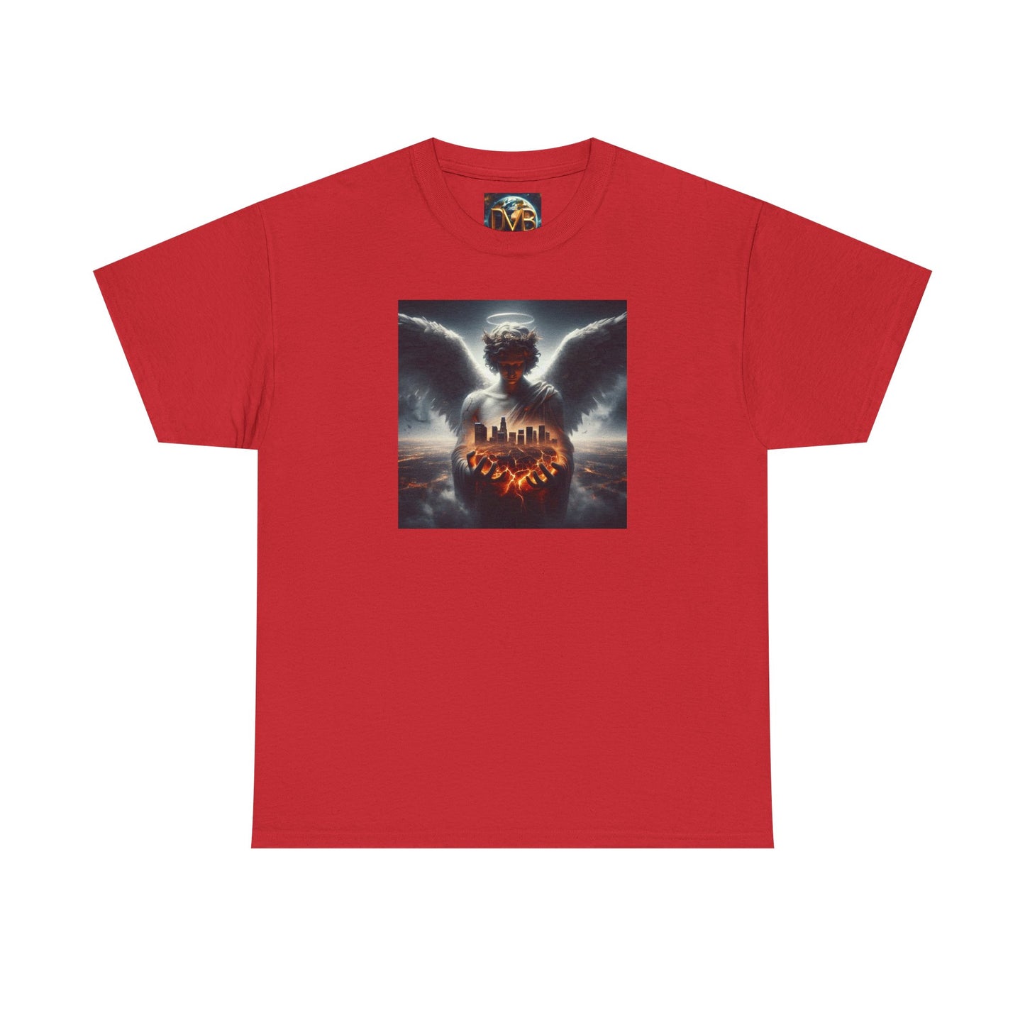 Angel Guardian Unisex Heavy Cotton Tee - Los Angeles Landscape Shirt, Holy Angel Protection, Urban Angel Tee, City Savior