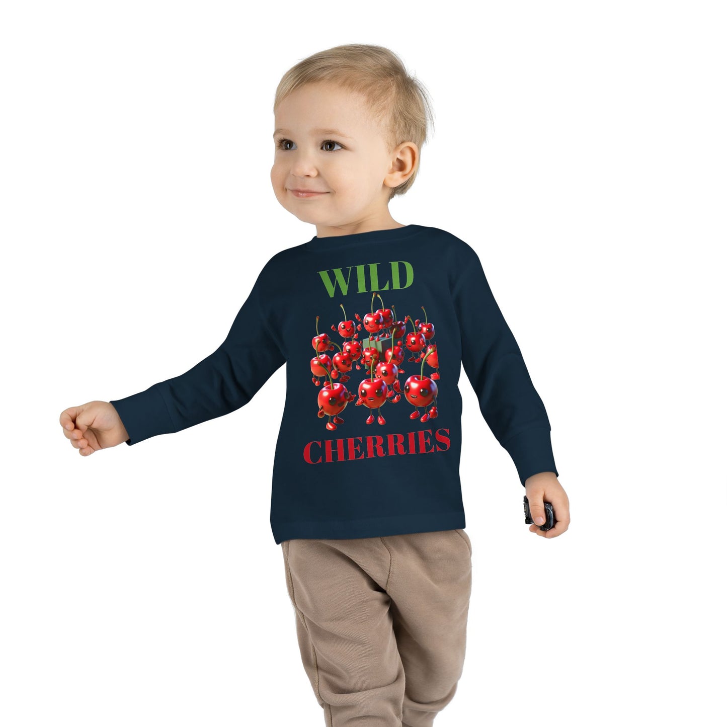 Wild Cherries Toddler Long Sleeve Tee - Fun Fruit Design for Kids