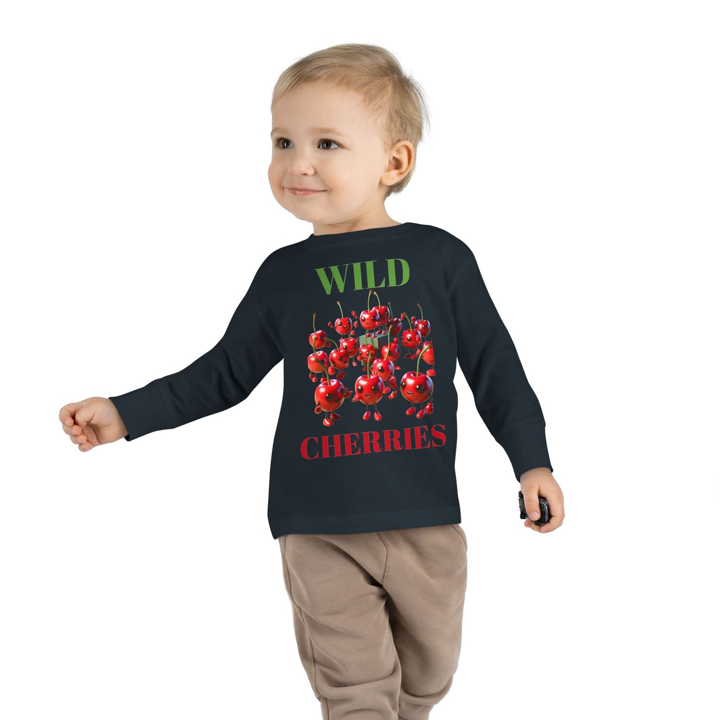 Wild Cherries Toddler Long Sleeve Tee - Fun Fruit Design for Kids
