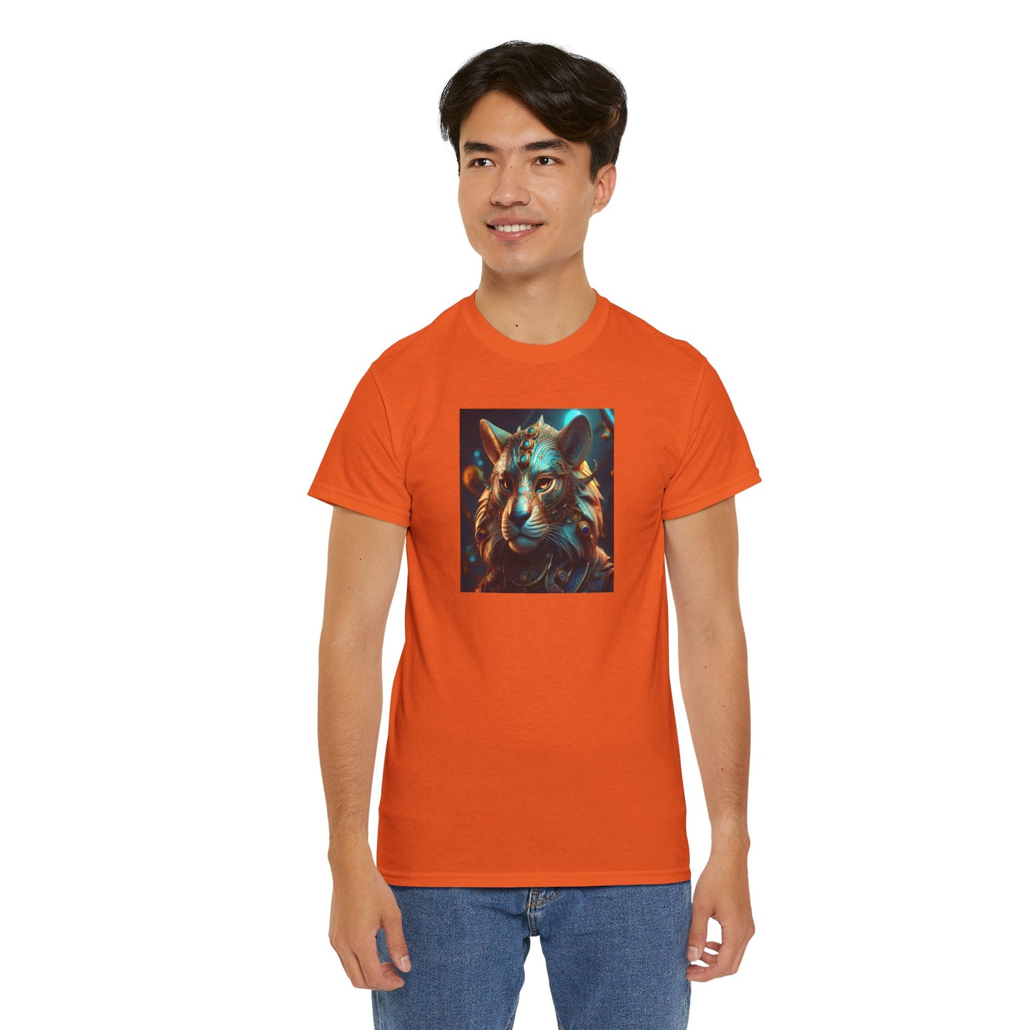 Unique Lion Art Unisex Heavy Cotton Tee - Statement Graphic T-Shirt for Animal Lovers