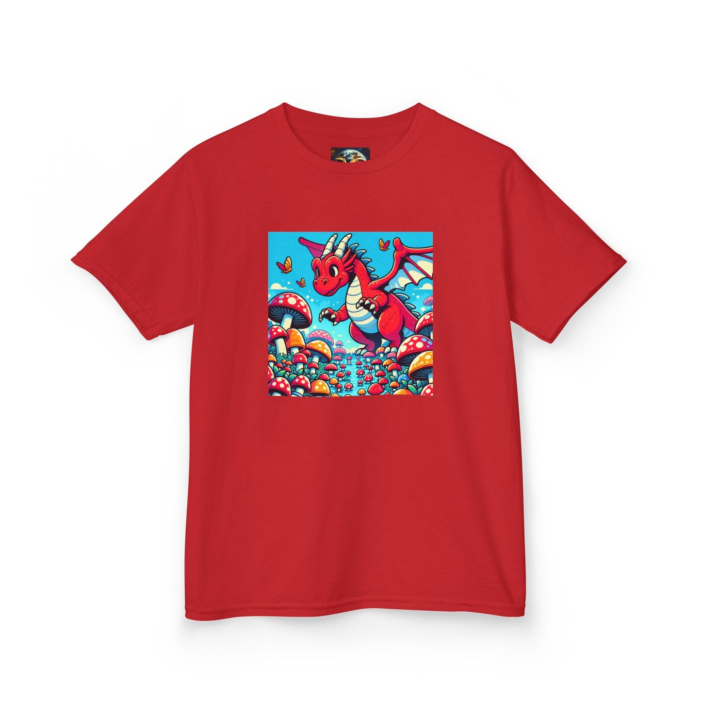 Kids Dragon in a Field of Mushrooms Adventure Tee - Fun Colorful Design for Little Explorers