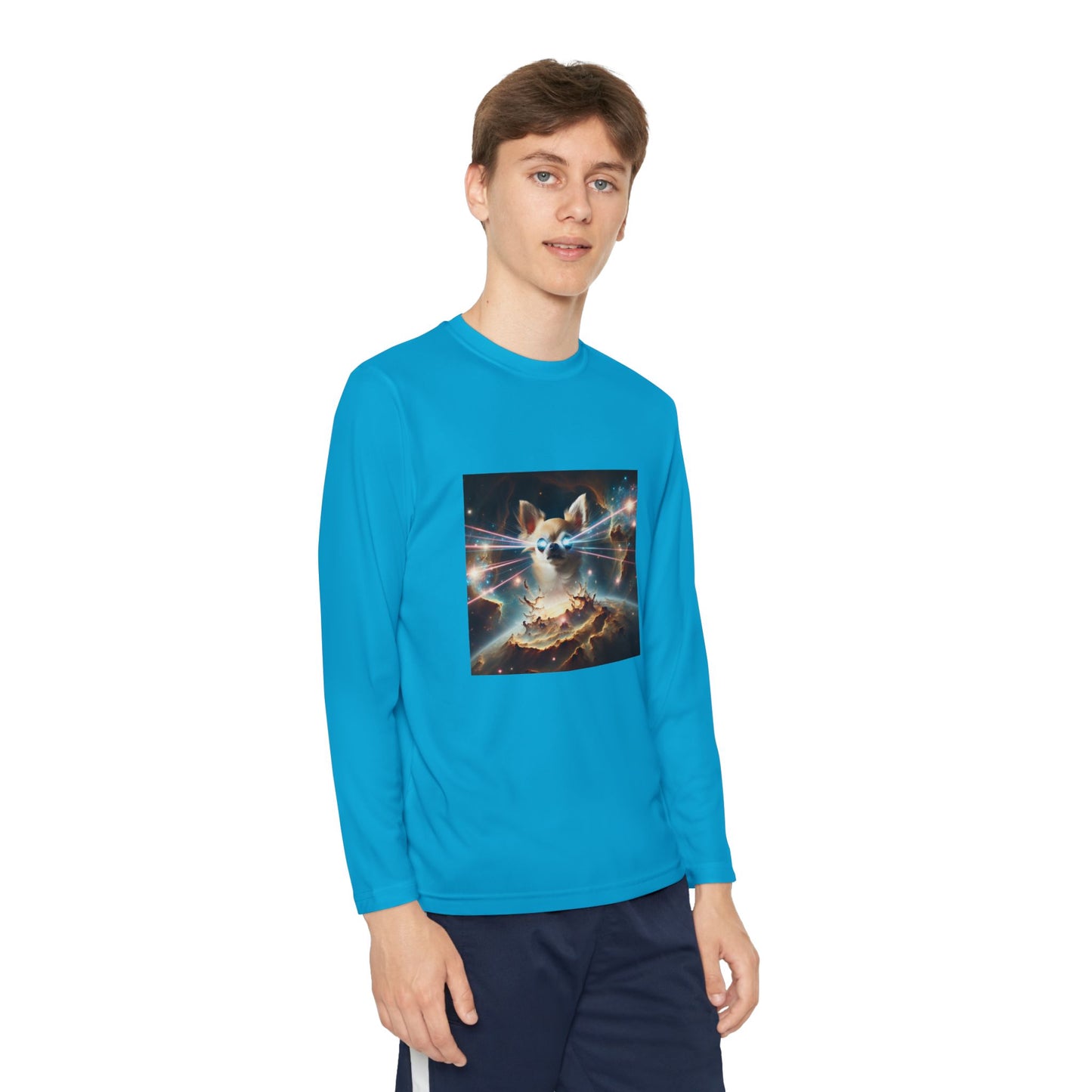 Kids Galaxy Control Long Sleeve Tee, Fierce Teacup Chihuahua Laser Eyes, Funny Shirt, Child's Top, Cute Animal Graphic Tee