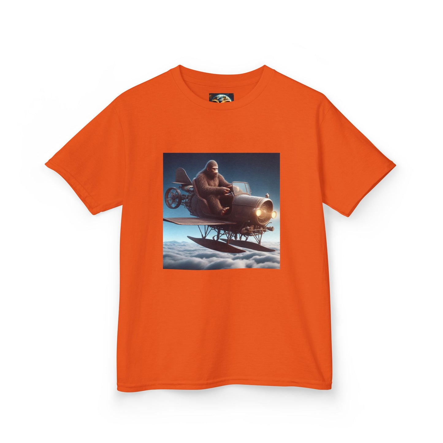 Kids Tee, Bigfoot Flying Car Shirt, Hilarious Kid's Design, Youth Tshirt, Children's Graphic Tee, Funny Sasquatch Top