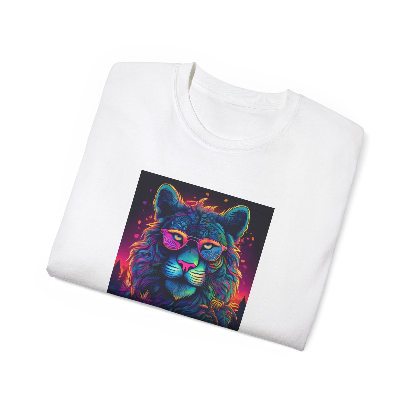 90's Style Colorful Lion Graphic Ultra Cotton Tee - Vibrant and Fun Wear