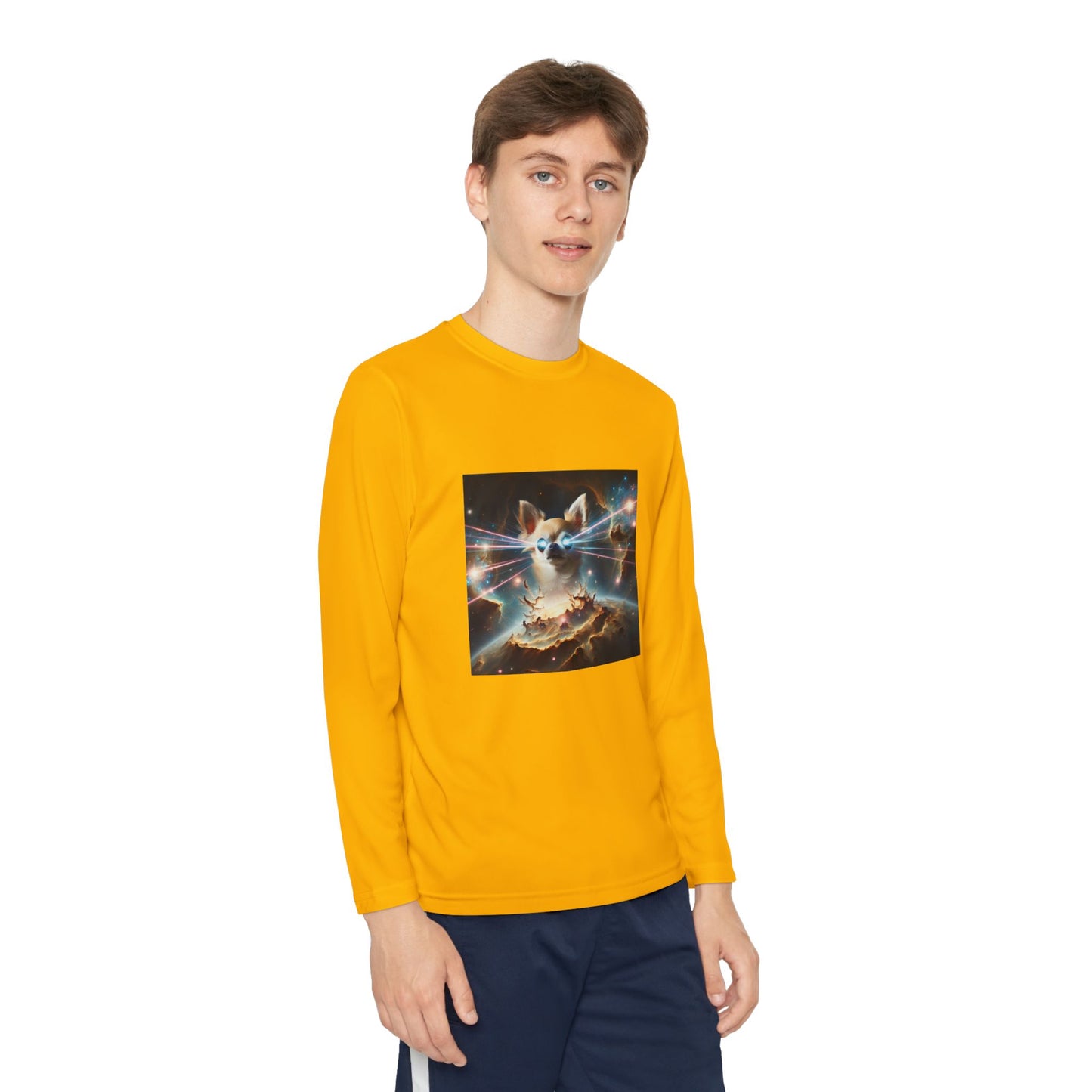 Kids Galaxy Control Long Sleeve Tee, Fierce Teacup Chihuahua Laser Eyes, Funny Shirt, Child's Top, Cute Animal Graphic Tee