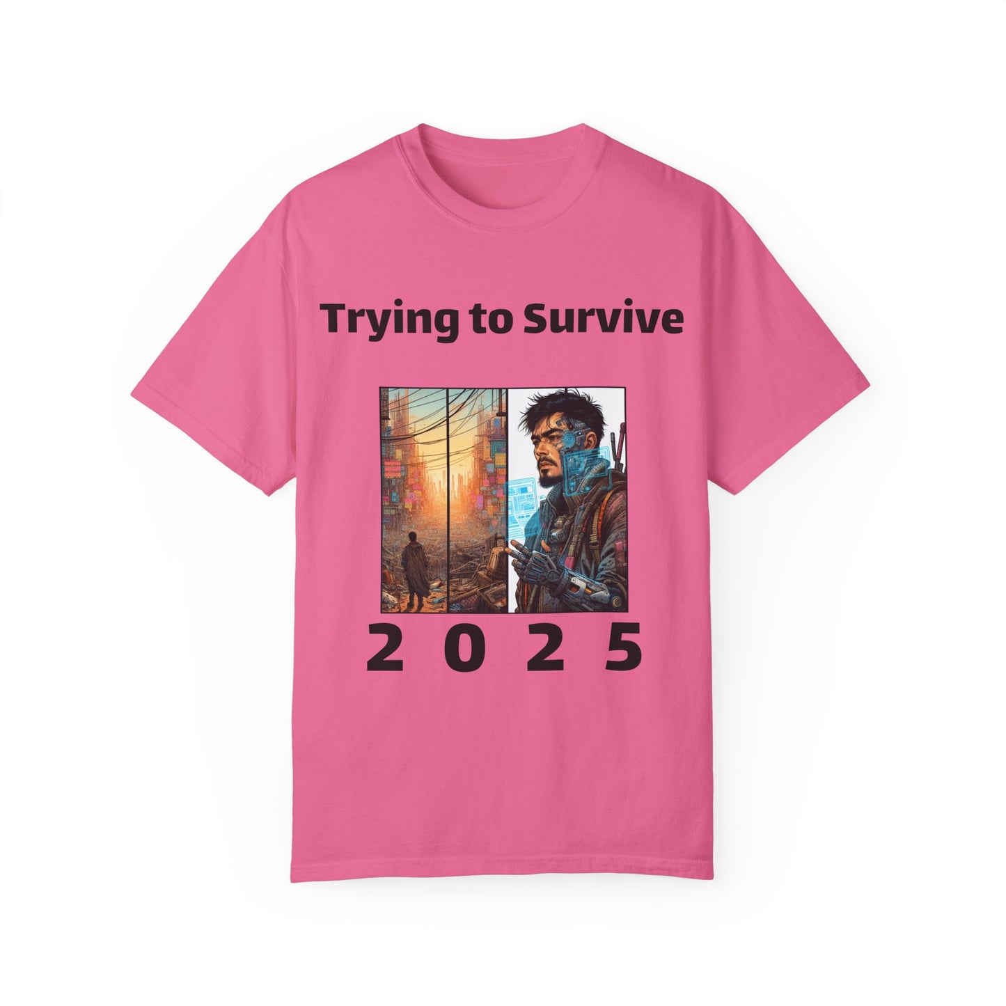 Survival Mode Unisex T-shirt, Trying to Survive 2025, Comic Book Style Tee, Bold Tee Shirt, Men's Women's Shirt