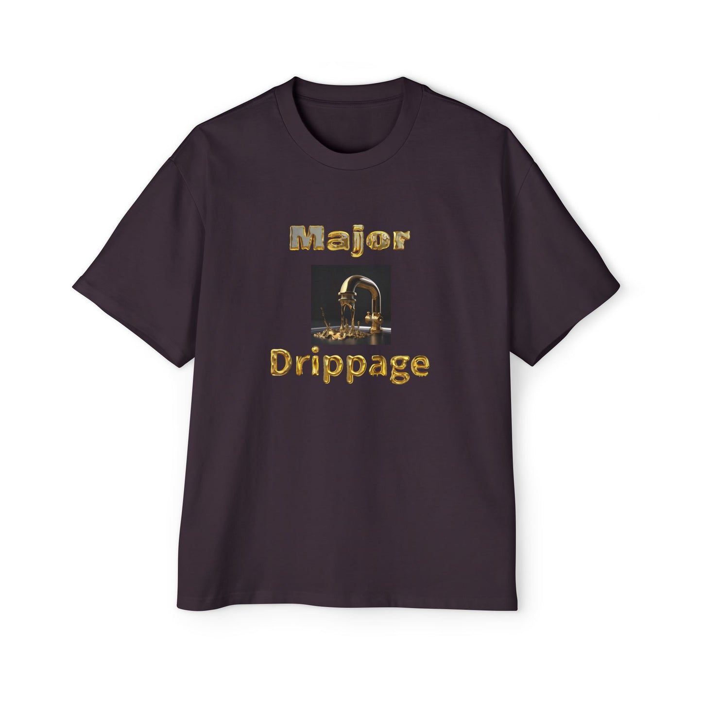 Oversized Tee - Major Drippage Gold Faucet Print Shirt for Men