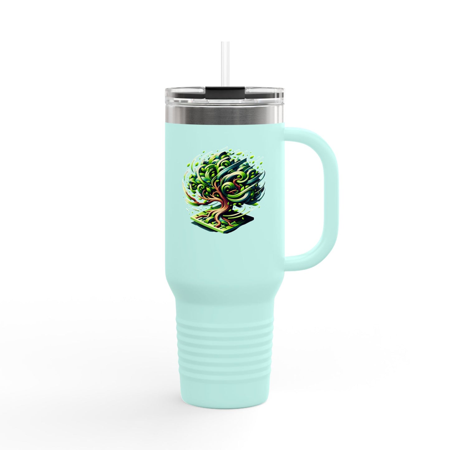 Eco-Friendly Insulated Travel Mug - 40oz with Whimsical Tree Design