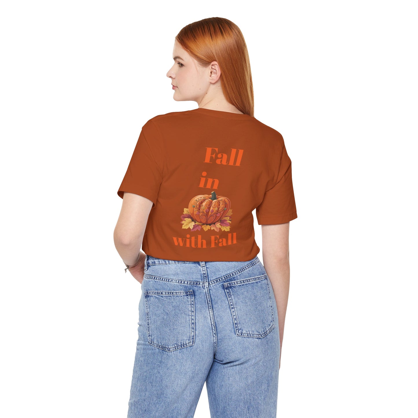 Fall In Love With Fall, Unisex Fall T-Shirt, Halloween Shirt, Cozy Fall Apparel, Seasonal Graphic Tee, Pumpkin Spice Tee