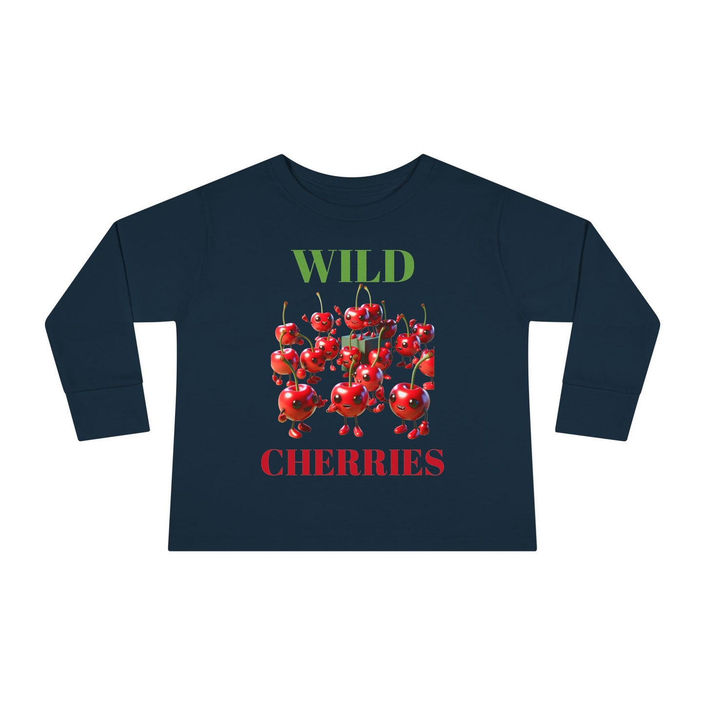 Wild Cherries Toddler Long Sleeve Tee - Fun Fruit Design for Kids