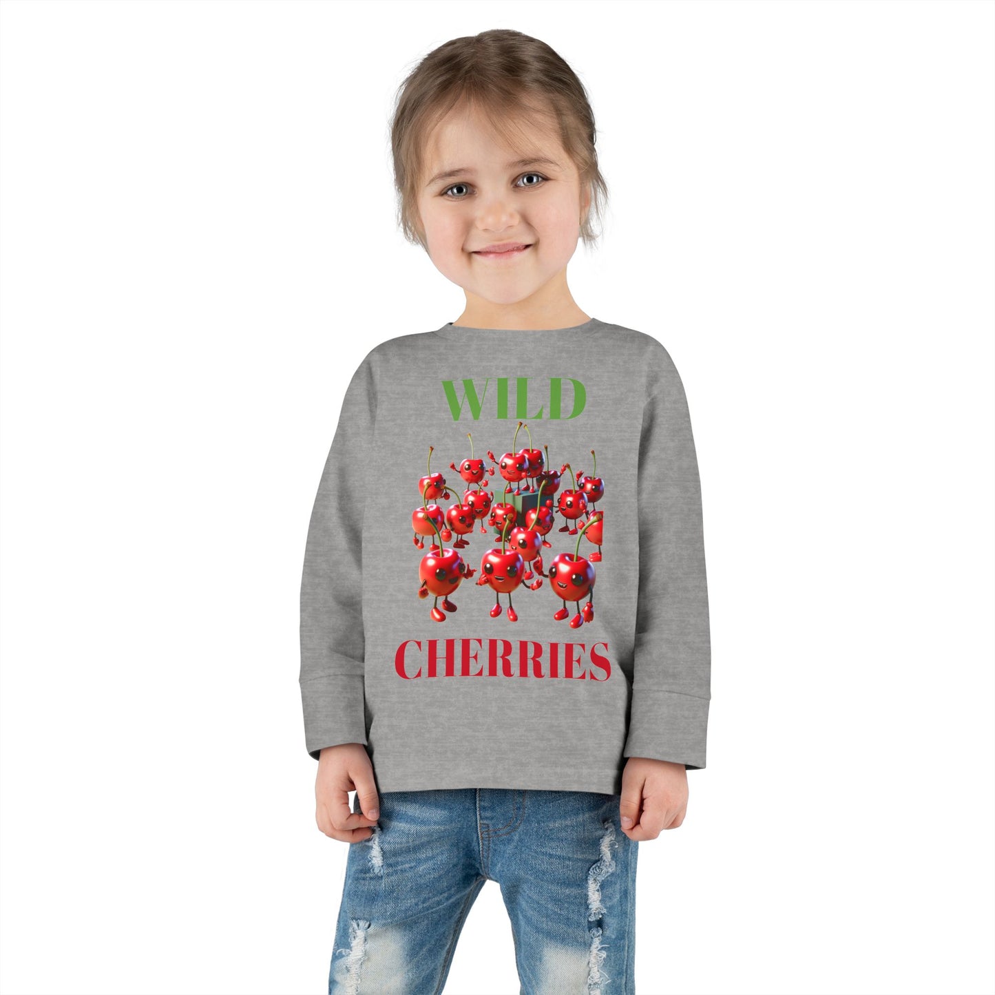 Wild Cherries Toddler Long Sleeve Tee - Fun Fruit Design for Kids