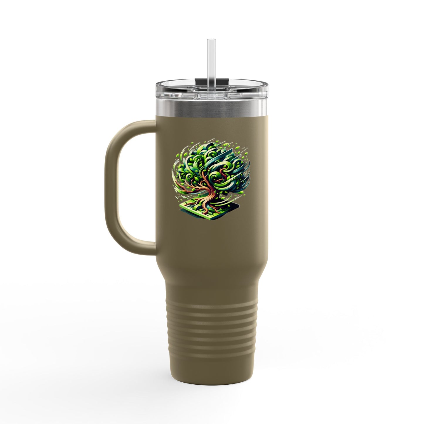 Eco-Friendly Insulated Travel Mug - 40oz with Whimsical Tree Design