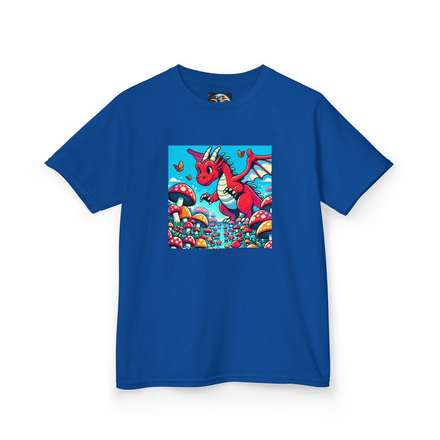 Kids Dragon in a Field of Mushrooms Adventure Tee - Fun Colorful Design for Little Explorers