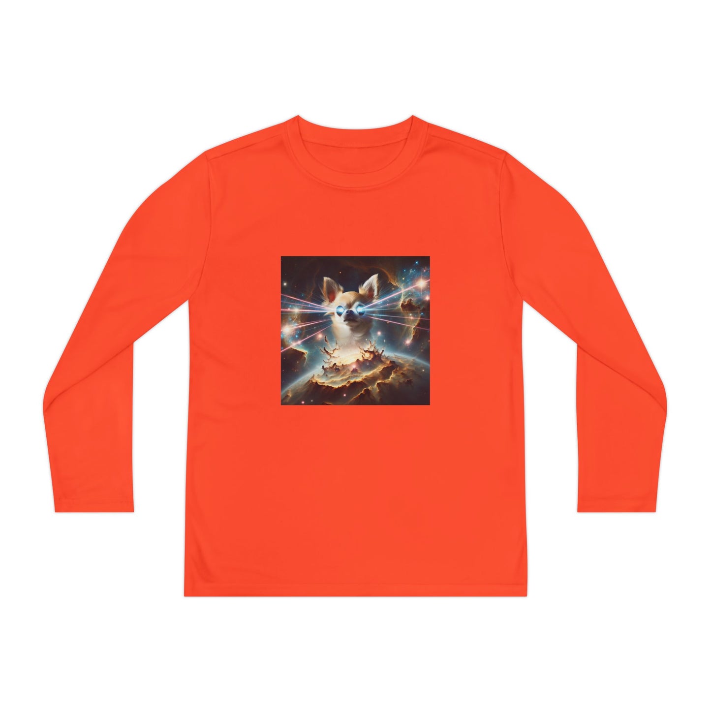 Kids Galaxy Control Long Sleeve Tee, Fierce Teacup Chihuahua Laser Eyes, Funny Shirt, Child's Top, Cute Animal Graphic Tee