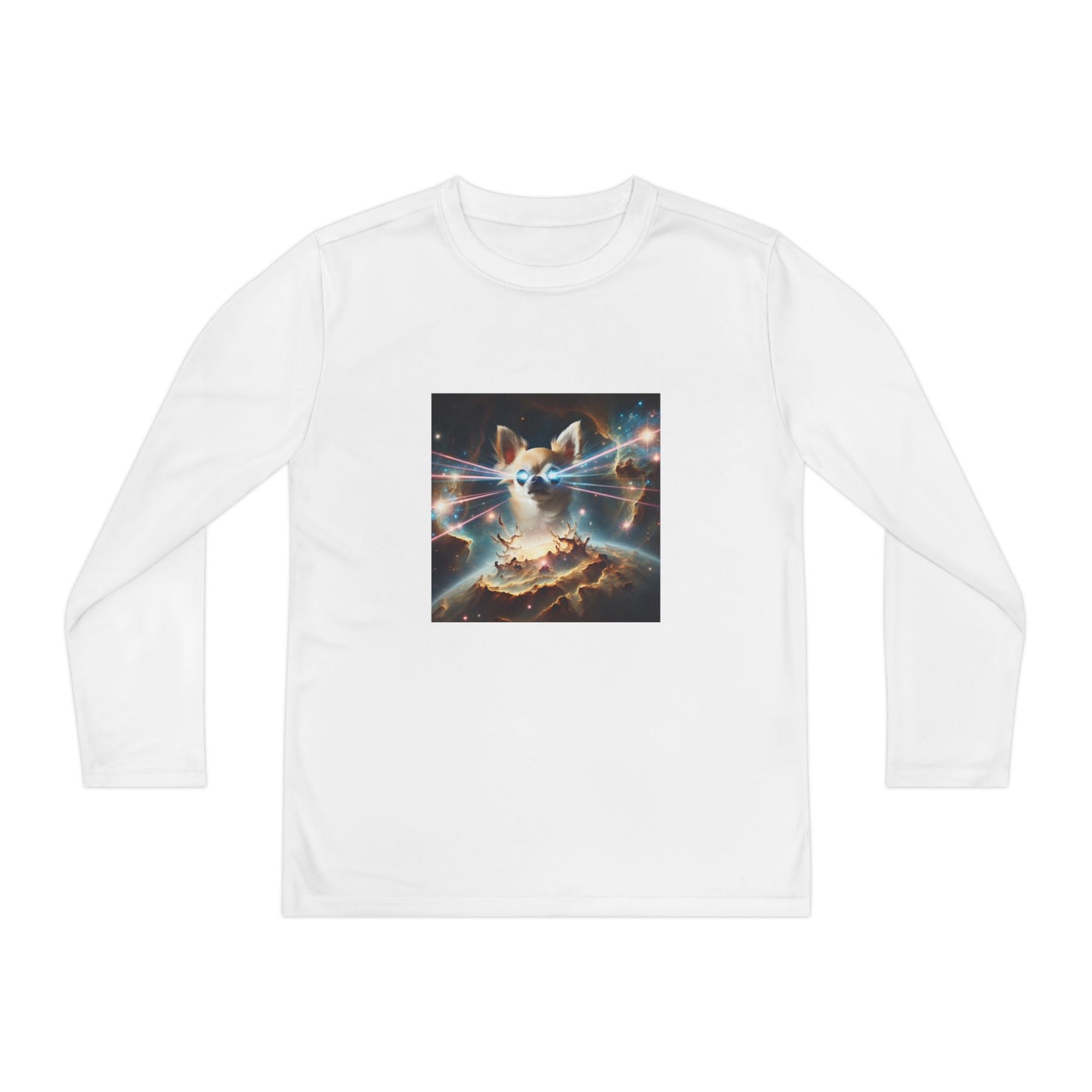 Kids Galaxy Control Long Sleeve Tee, Fierce Teacup Chihuahua Laser Eyes, Funny Shirt, Child's Top, Cute Animal Graphic Tee