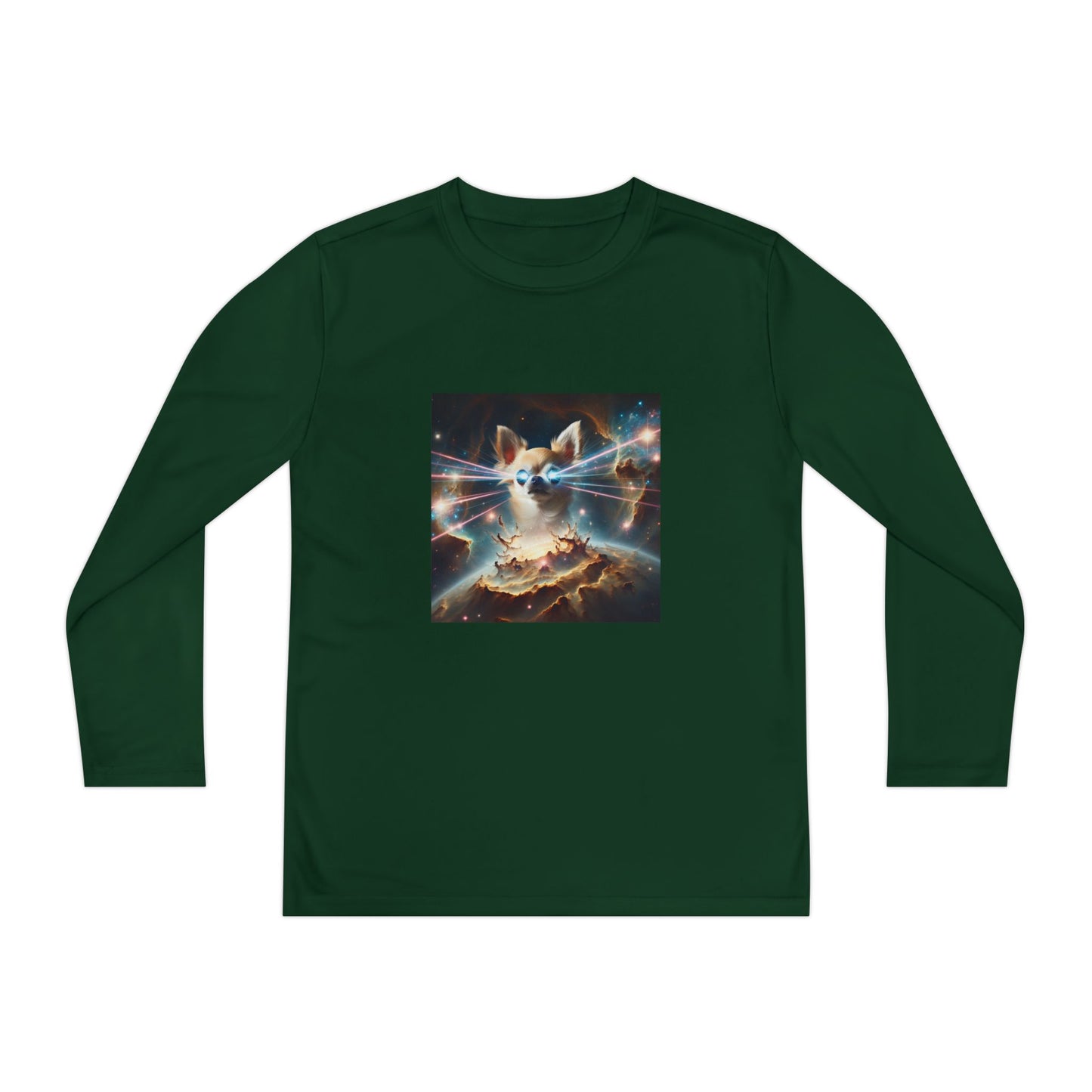 Kids Galaxy Control Long Sleeve Tee, Fierce Teacup Chihuahua Laser Eyes, Funny Shirt, Child's Top, Cute Animal Graphic Tee