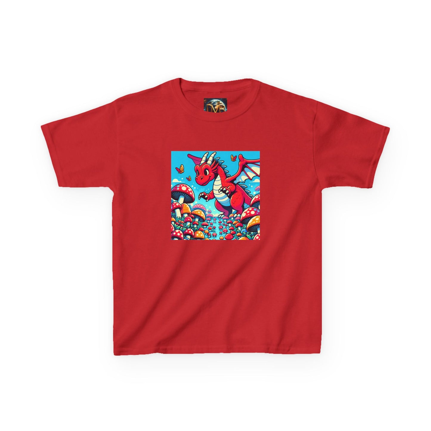 Kids Dragon in a Field of Mushrooms Adventure Tee - Fun Colorful Design for Little Explorers