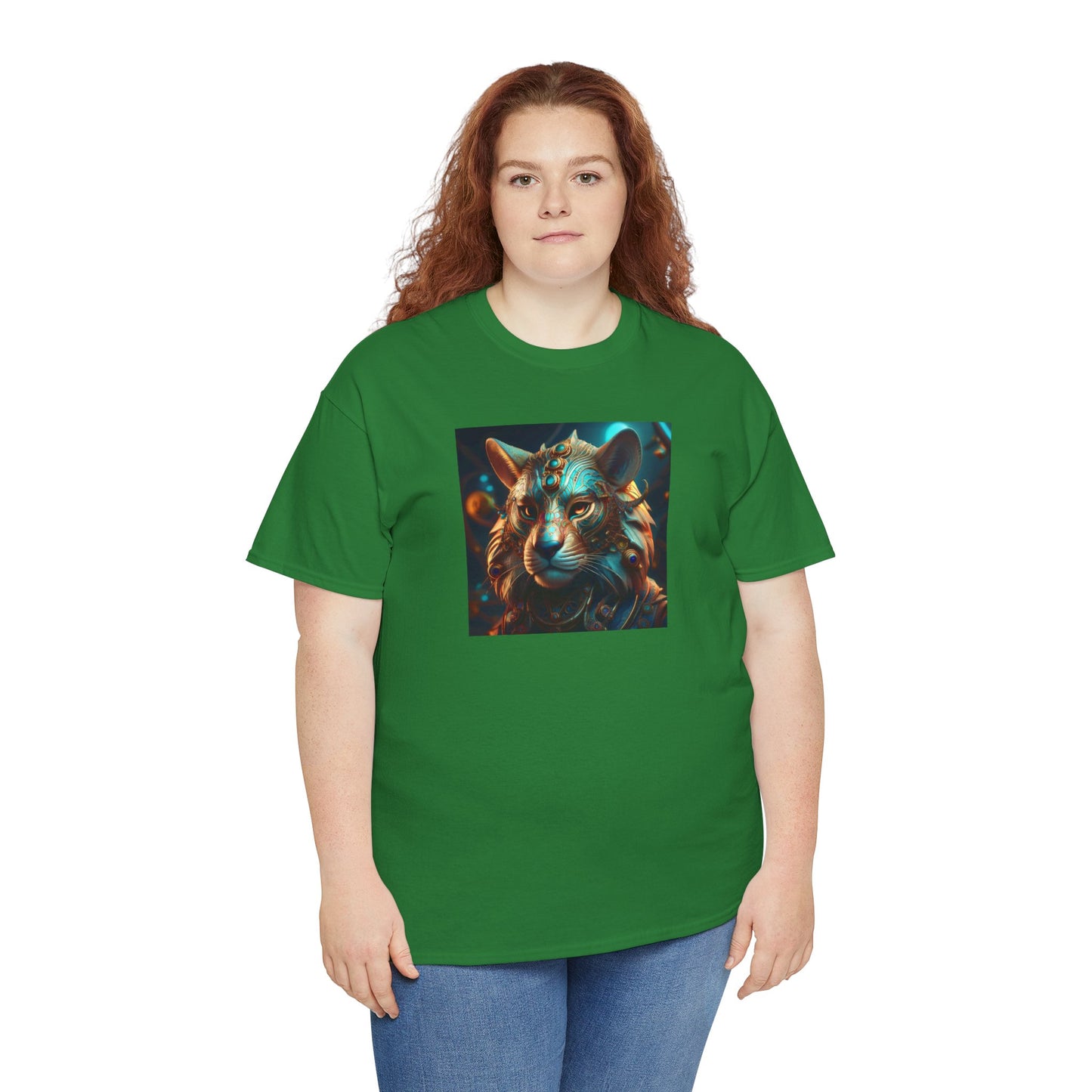 Unique Lion Art Unisex Heavy Cotton Tee - Statement Graphic T-Shirt for Animal Lovers