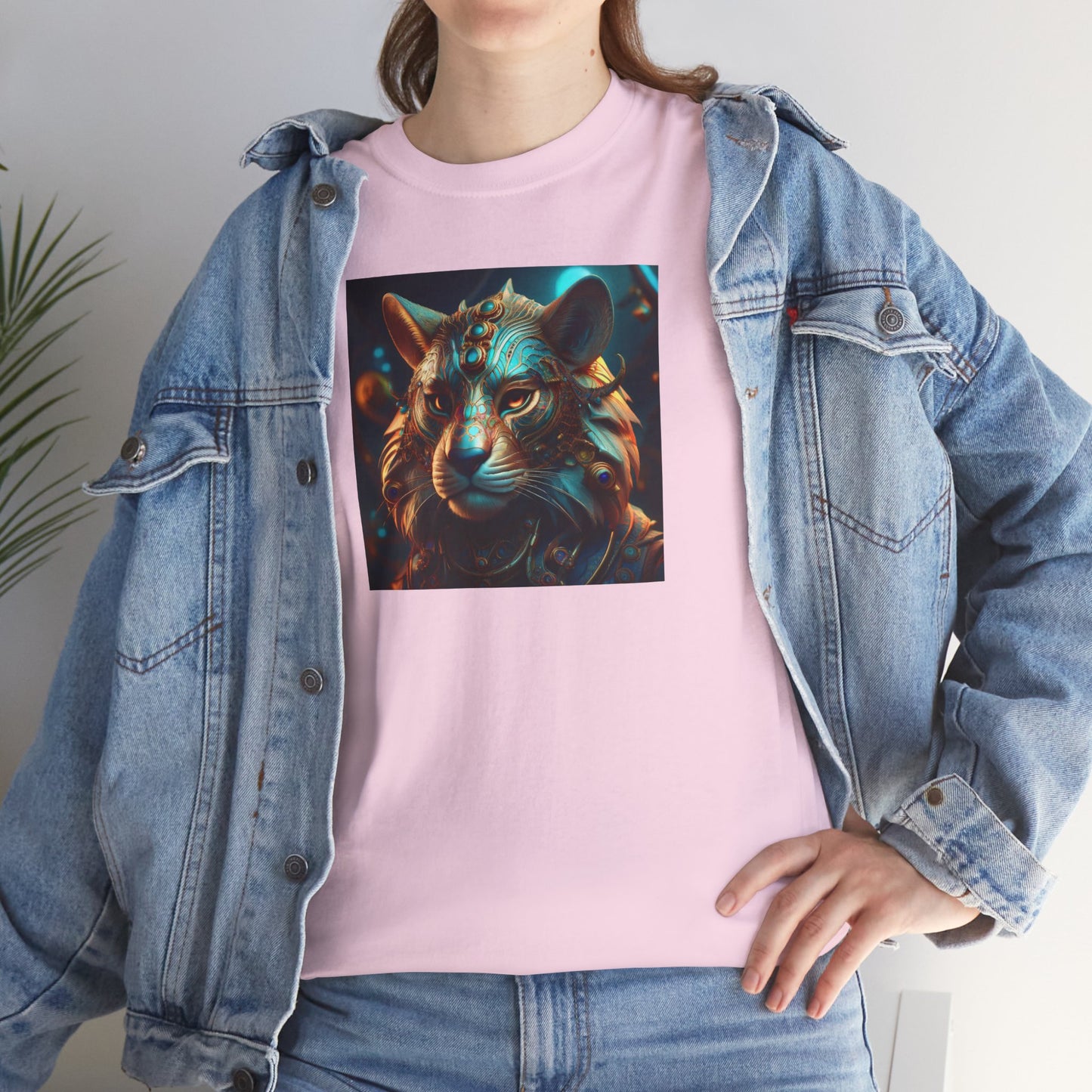 Unique Lion Art Unisex Heavy Cotton Tee - Statement Graphic T-Shirt for Animal Lovers