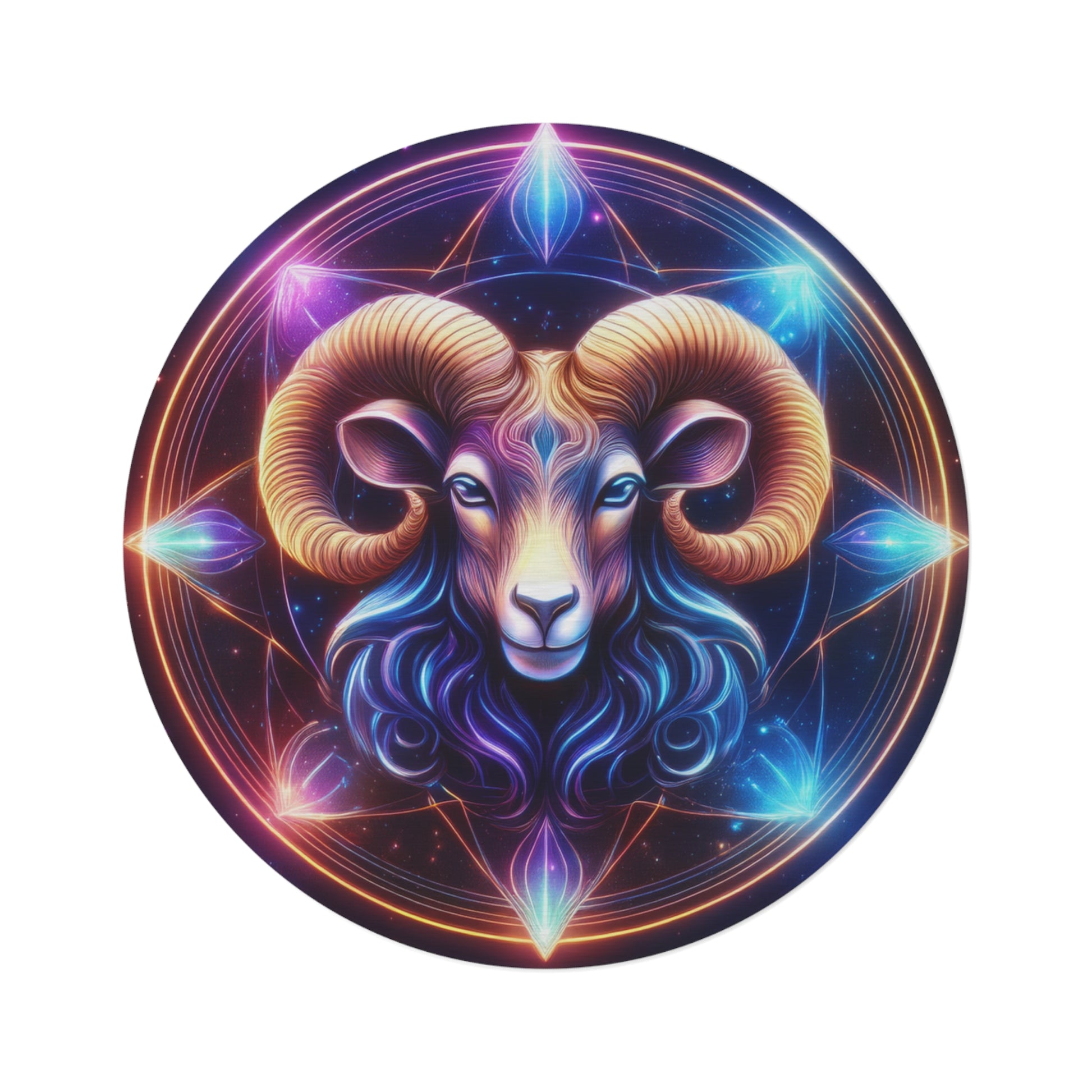 Astrological Aries Round Rug - Colorful Zodiac Home Decor