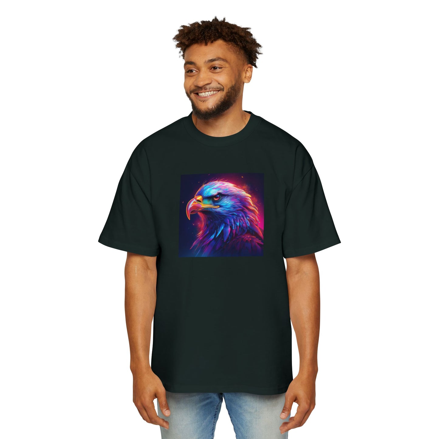 Neon Retro Vibrant Eagle Graphic Oversized Tee for Men