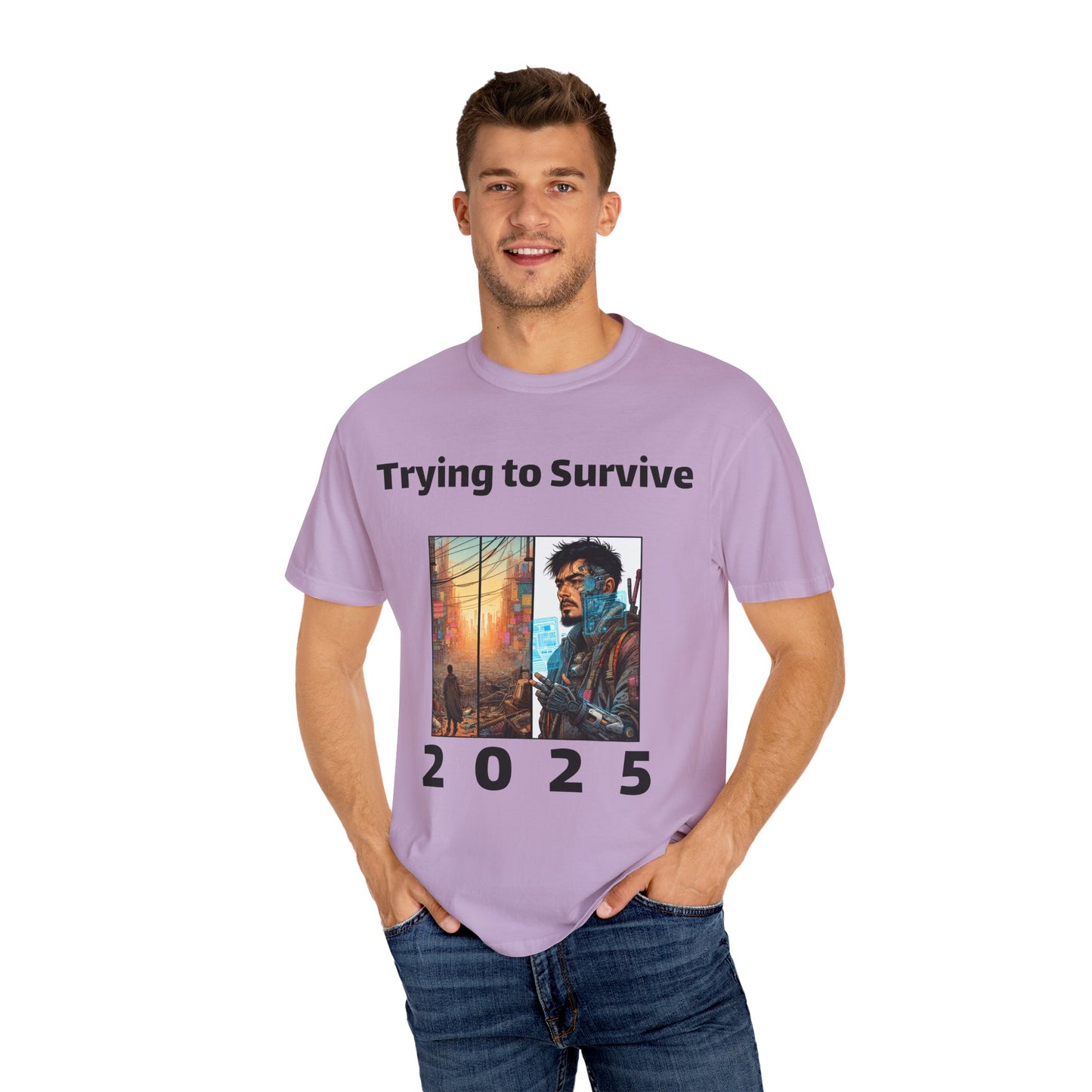 Survival Mode Unisex T-shirt, Trying to Survive 2025, Comic Book Style Tee, Bold Tee Shirt, Men's Women's Shirt