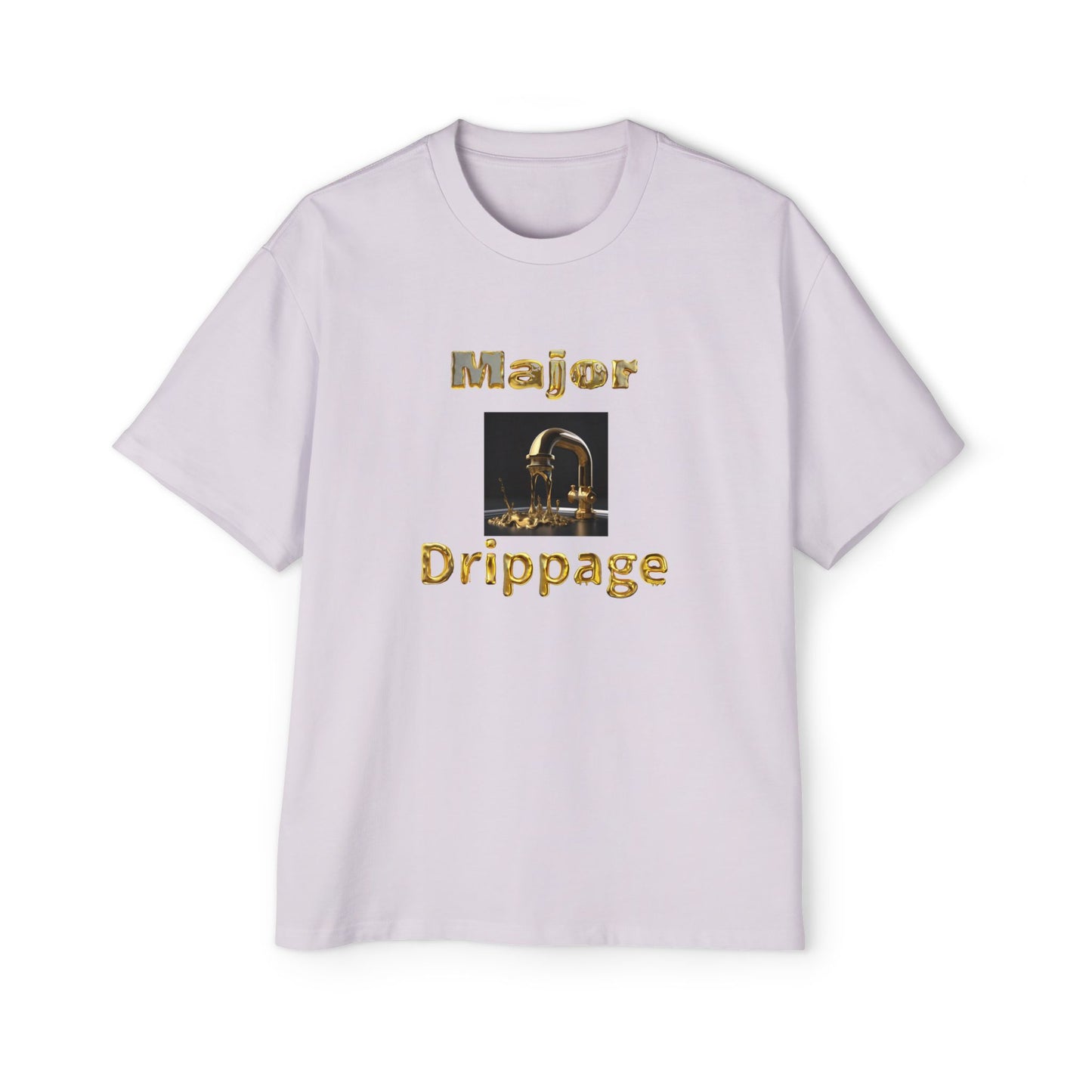 Oversized Tee - Major Drippage Gold Faucet Print Shirt for Men