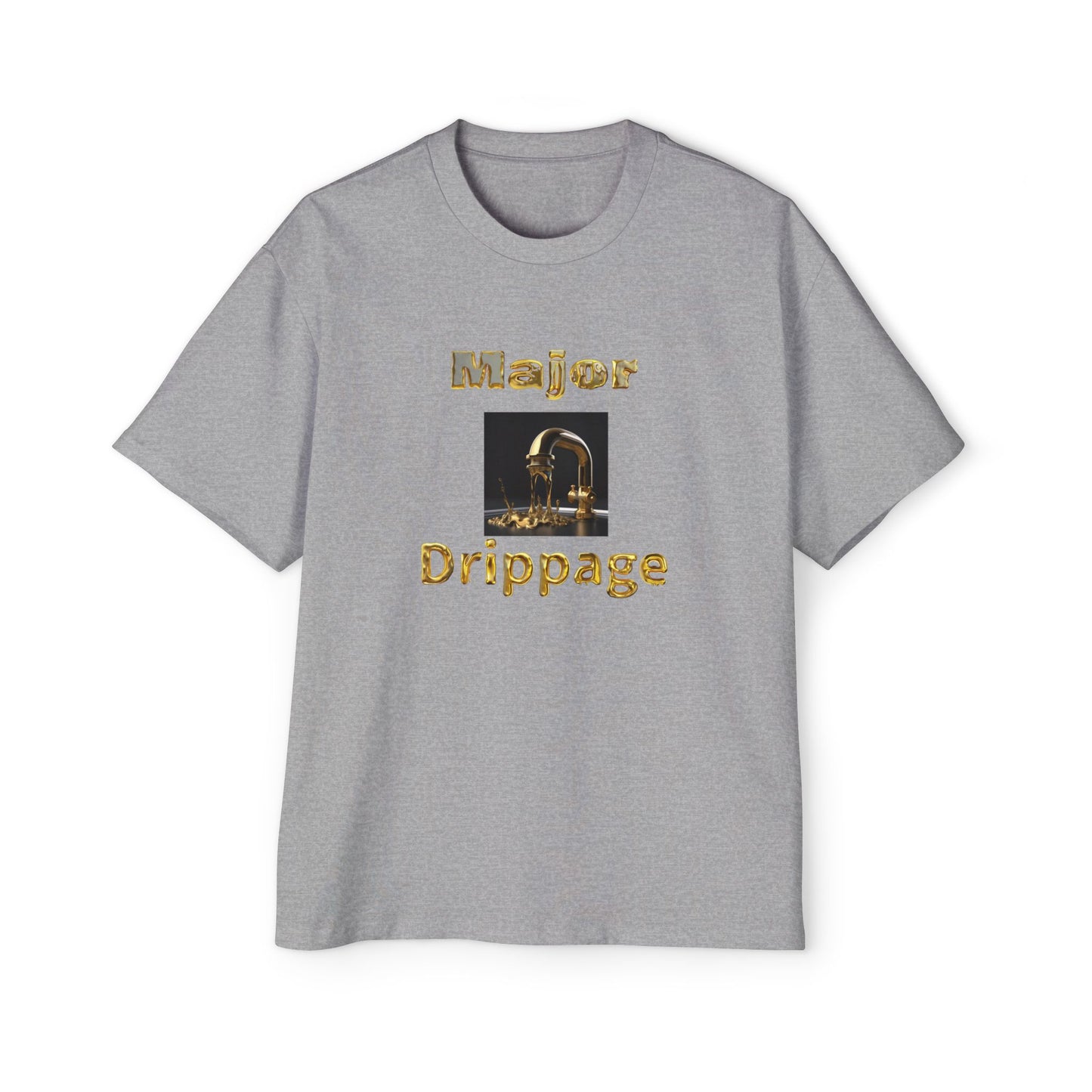 Oversized Tee - Major Drippage Gold Faucet Print Shirt for Men