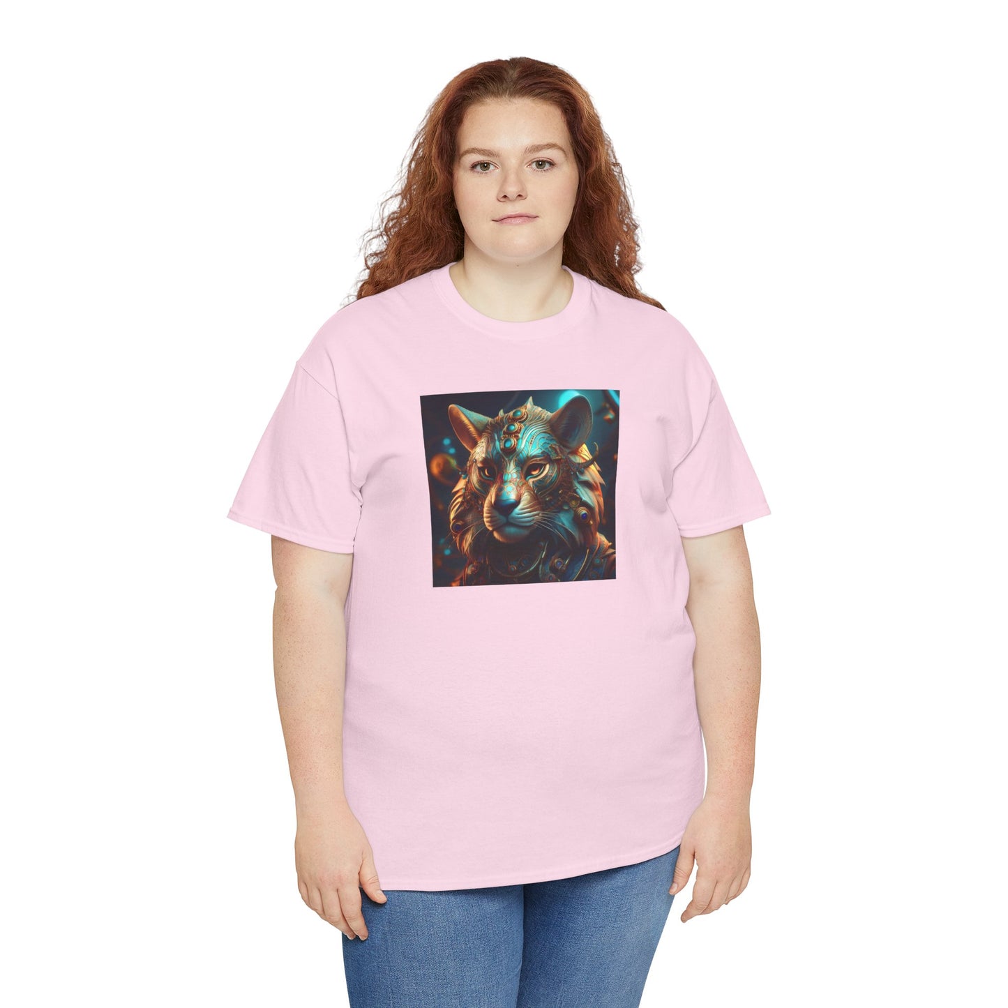 Unique Lion Art Unisex Heavy Cotton Tee - Statement Graphic T-Shirt for Animal Lovers