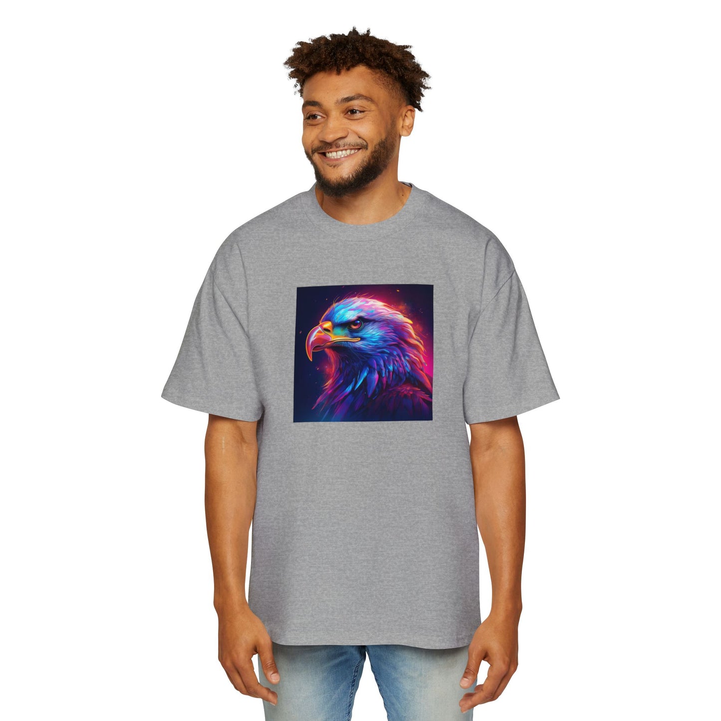 Neon Retro Vibrant Eagle Graphic Oversized Tee for Men