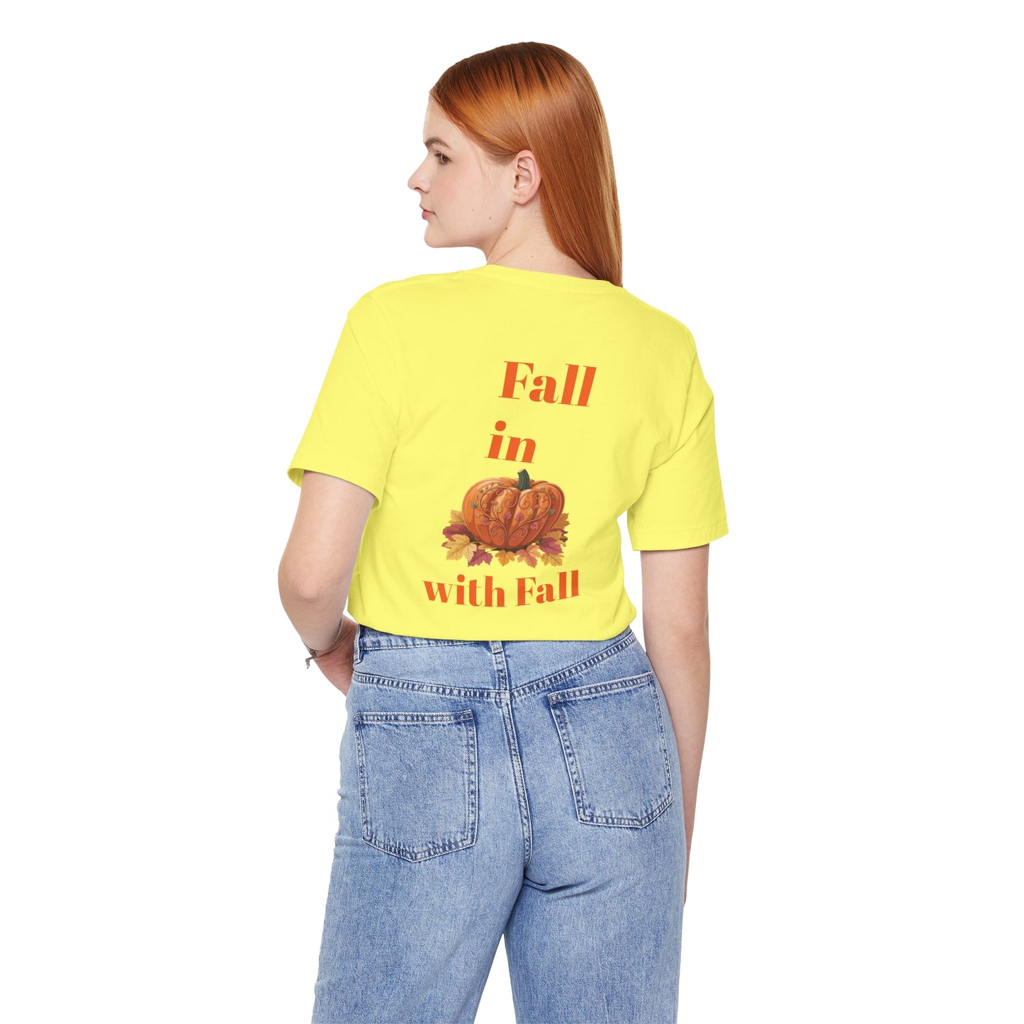 Fall In Love With Fall, Unisex Fall T-Shirt, Halloween Shirt, Cozy Fall Apparel, Seasonal Graphic Tee, Pumpkin Spice Tee