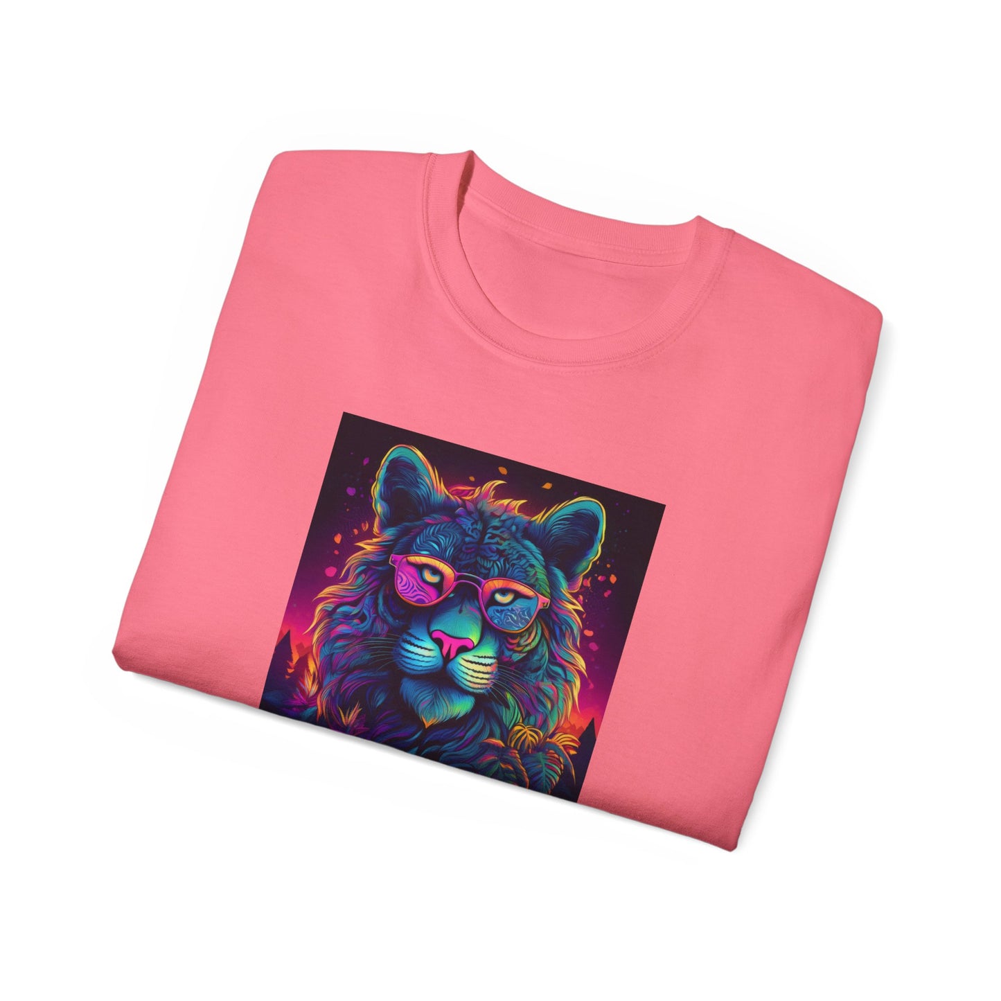 90's Style Colorful Lion Graphic Ultra Cotton Tee - Vibrant and Fun Wear