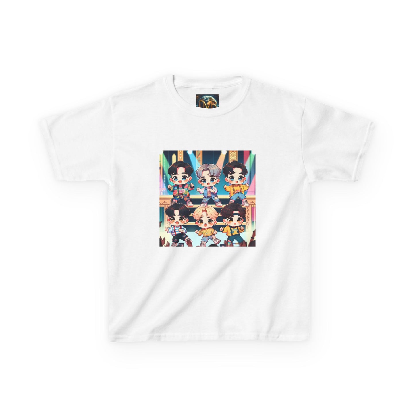 Kids T-Shirt, Cute Anime K-Pop Band on Stage Tee, Children's Graphic Shirt, Kawaii Music Group Top, Concert Apparel for Boys