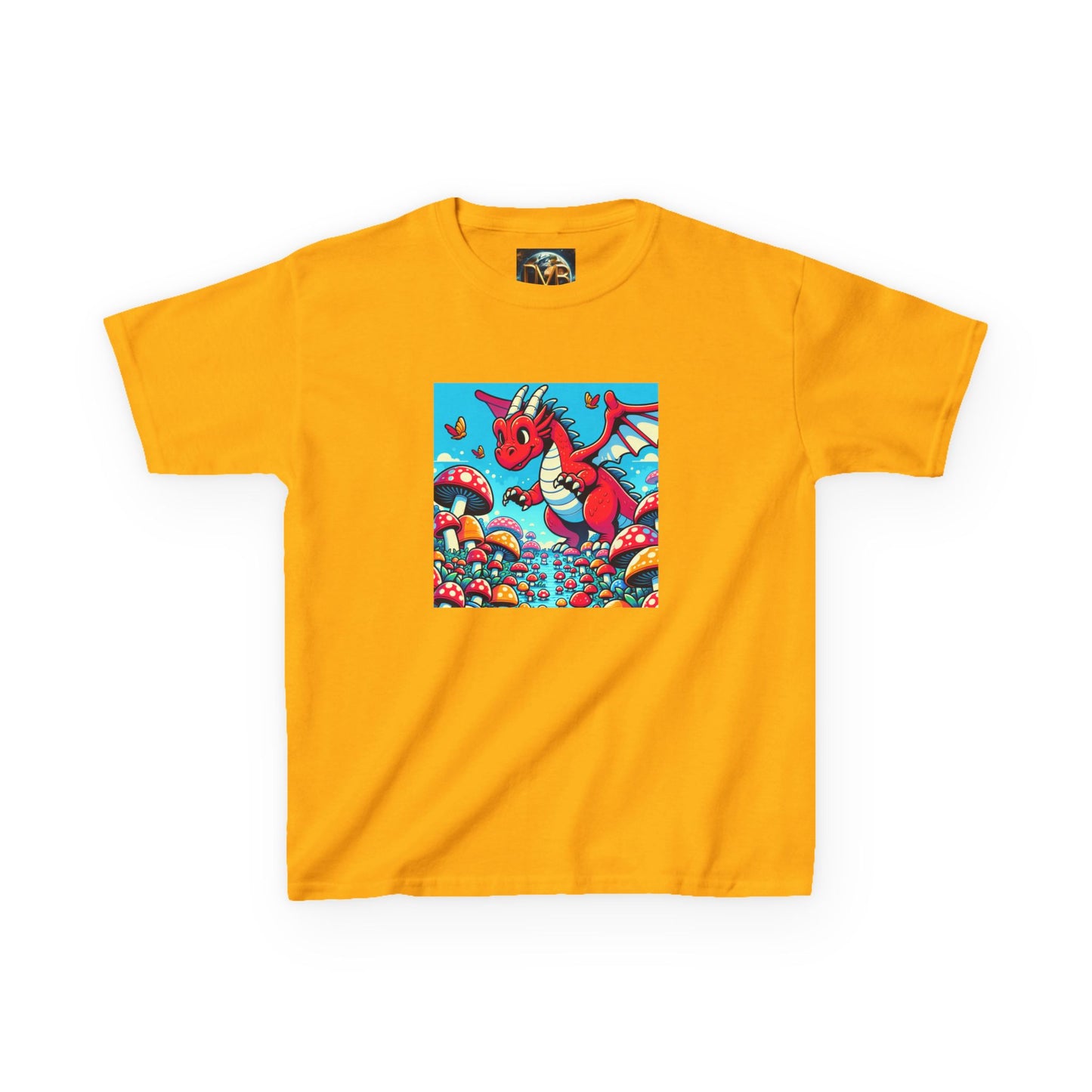 Kids Dragon in a Field of Mushrooms Adventure Tee - Fun Colorful Design for Little Explorers