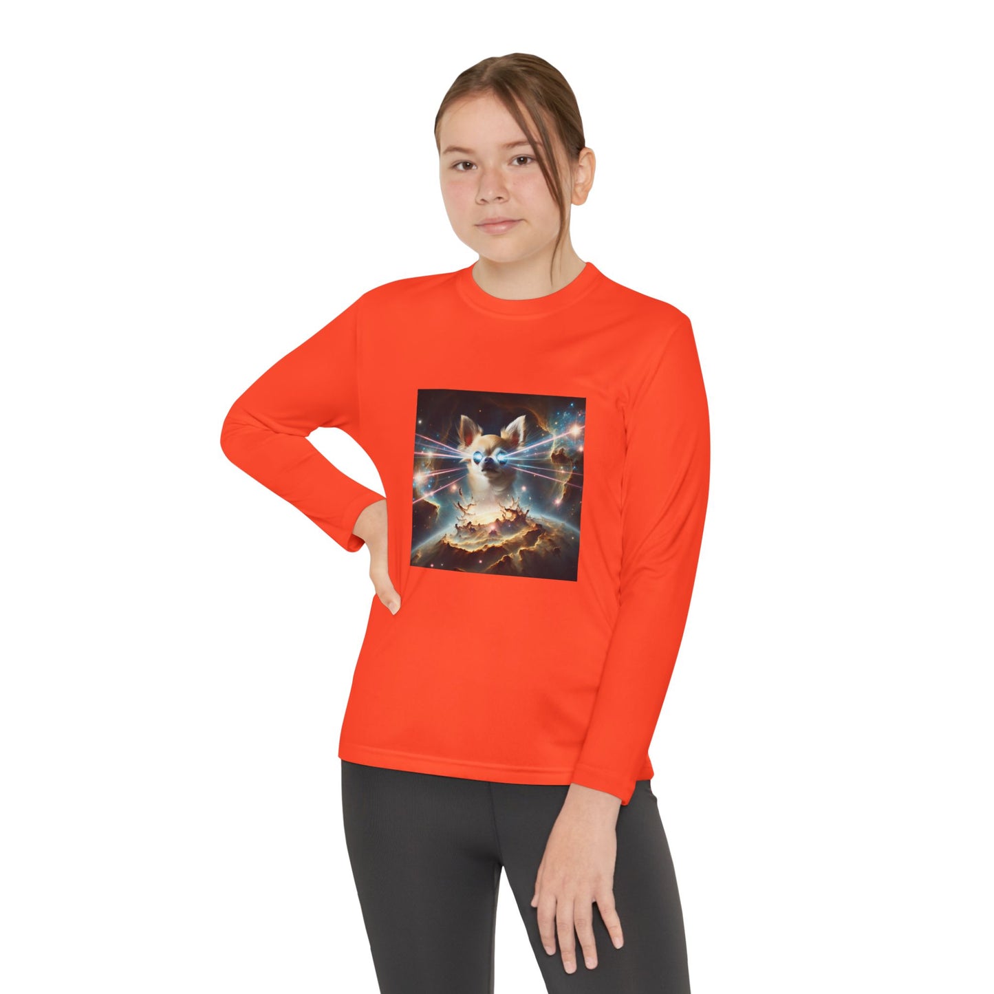 Kids Galaxy Control Long Sleeve Tee, Fierce Teacup Chihuahua Laser Eyes, Funny Shirt, Child's Top, Cute Animal Graphic Tee