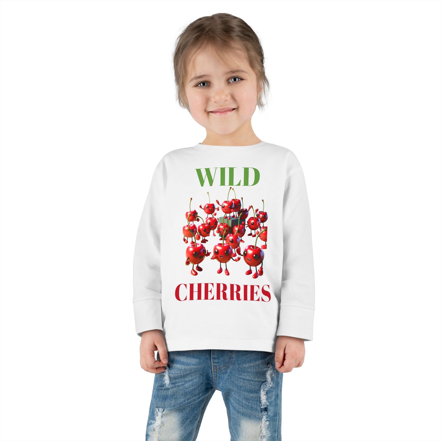 Wild Cherries Toddler Long Sleeve Tee - Fun Fruit Design for Kids