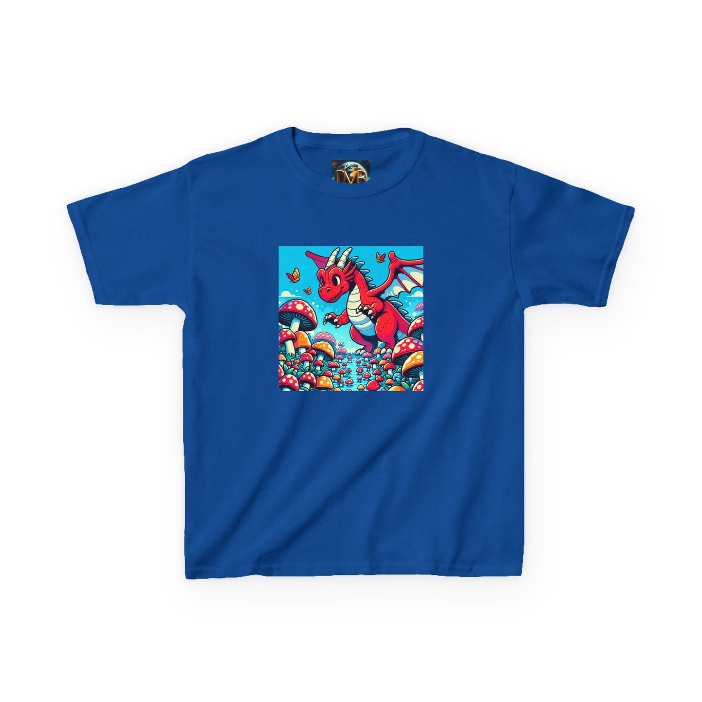 Kids Dragon in a Field of Mushrooms Adventure Tee - Fun Colorful Design for Little Explorers