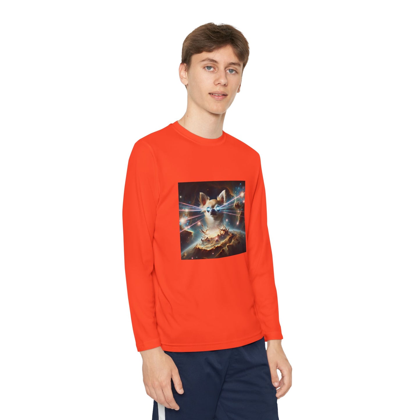 Kids Galaxy Control Long Sleeve Tee, Fierce Teacup Chihuahua Laser Eyes, Funny Shirt, Child's Top, Cute Animal Graphic Tee